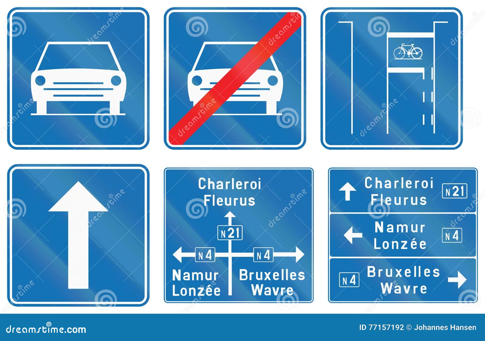 Collection of Road Signs Used in Belgium Stock Illustration