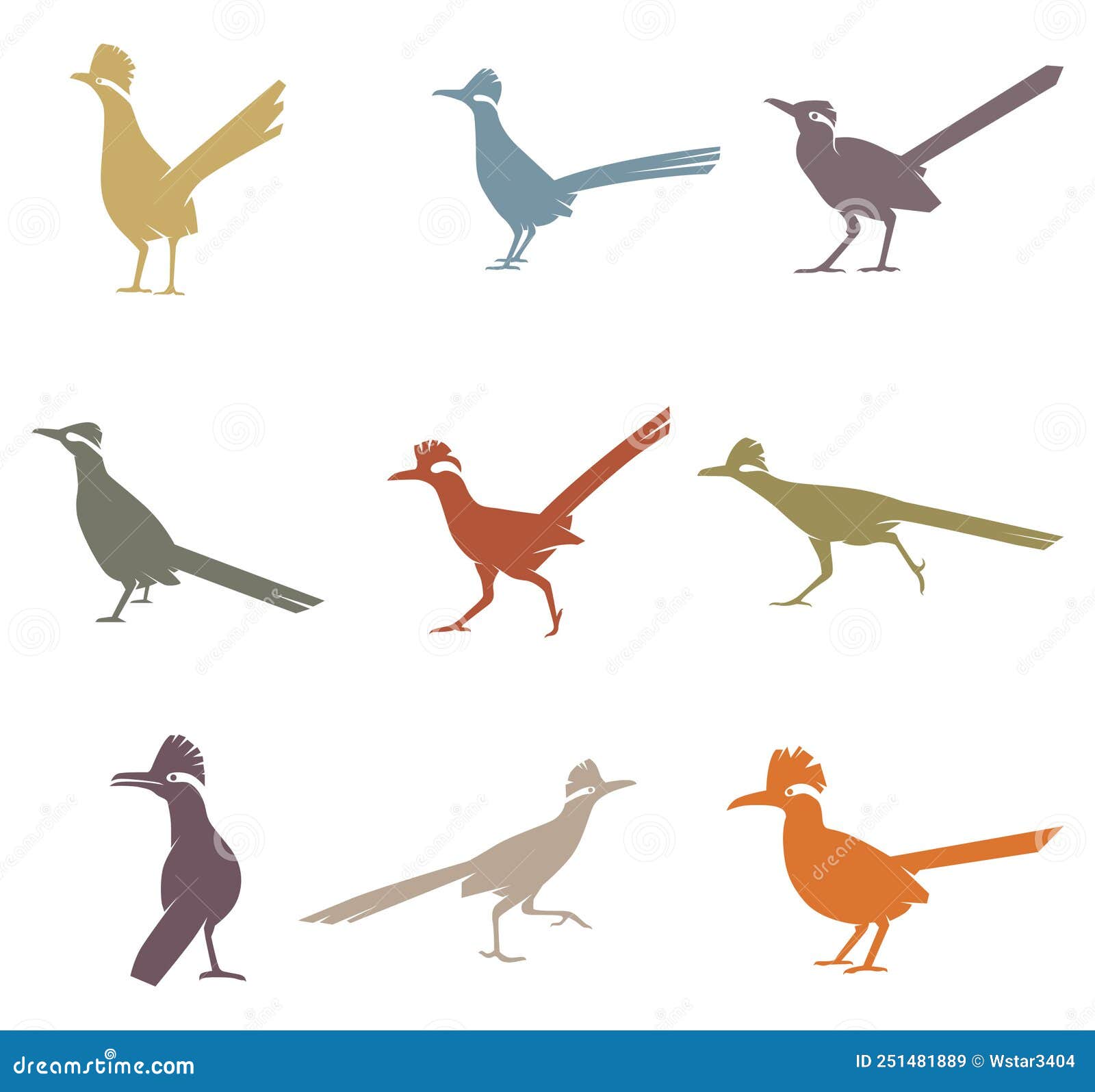 collection of roadrunner birds
