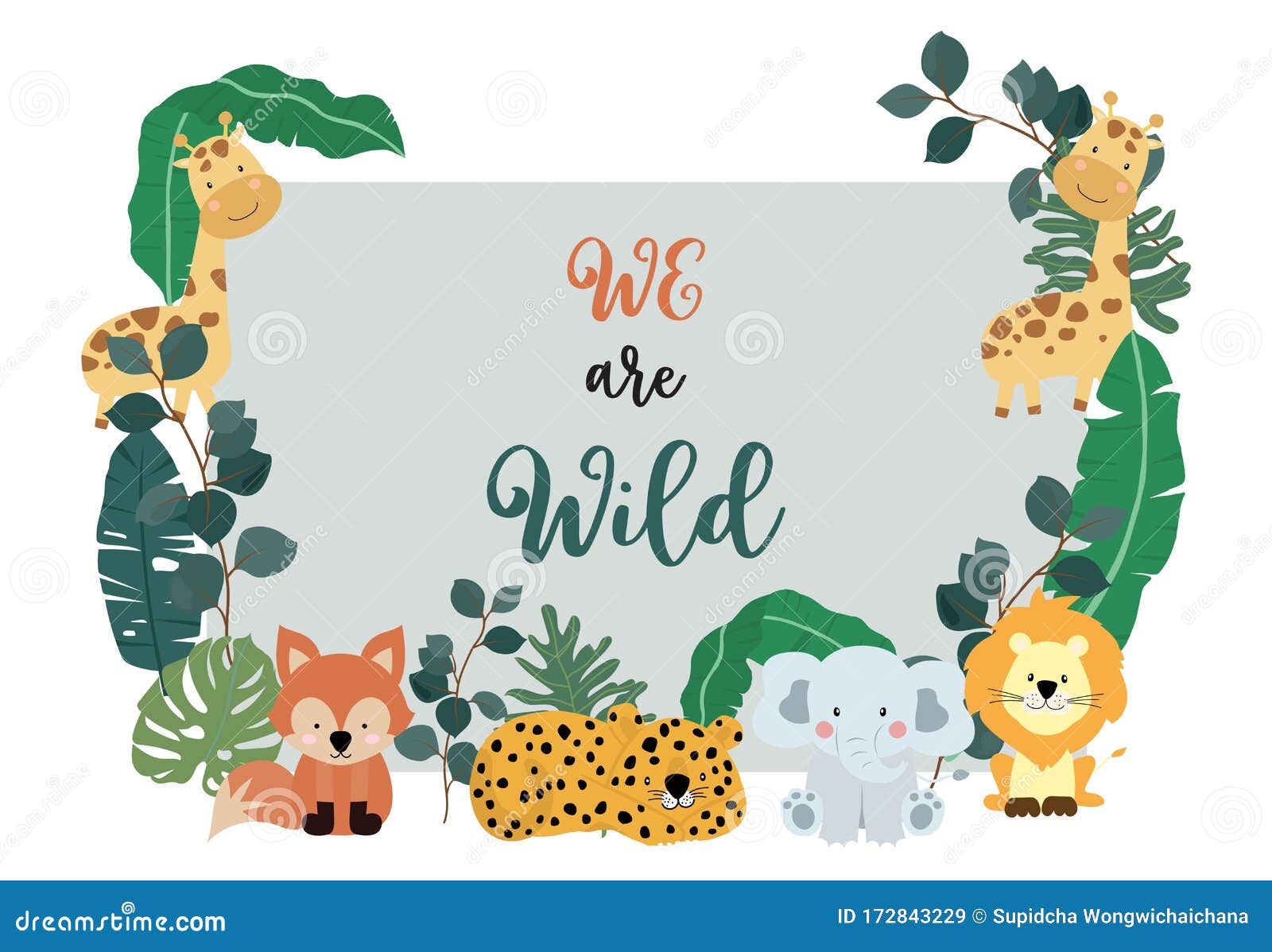 Collection Of Safari Background Set With Giraffe,zebra,fox ...
