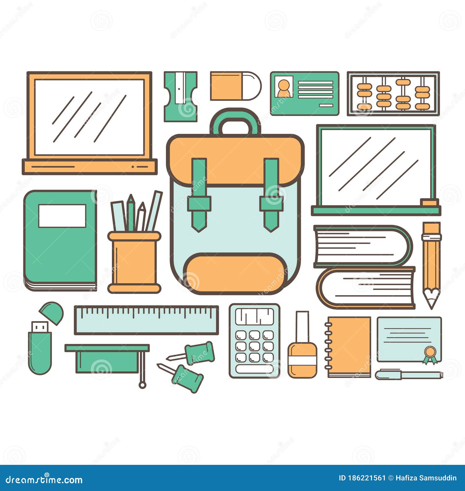 Collection of School Supply. Vector Illustration Decorative Design Stock Vector Illustration