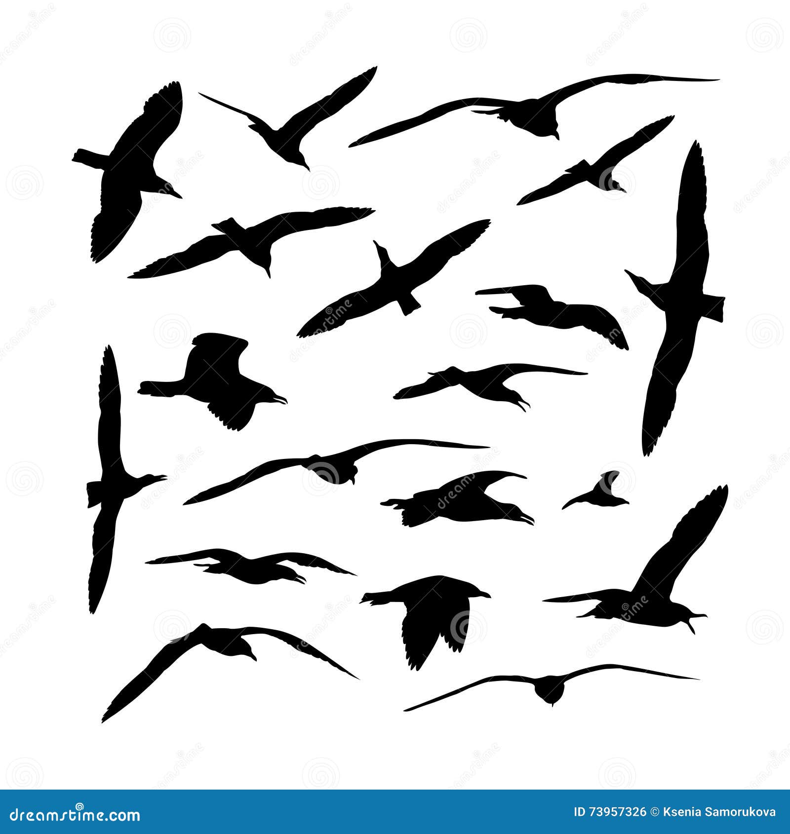 collection of sea gull birds silhouettes