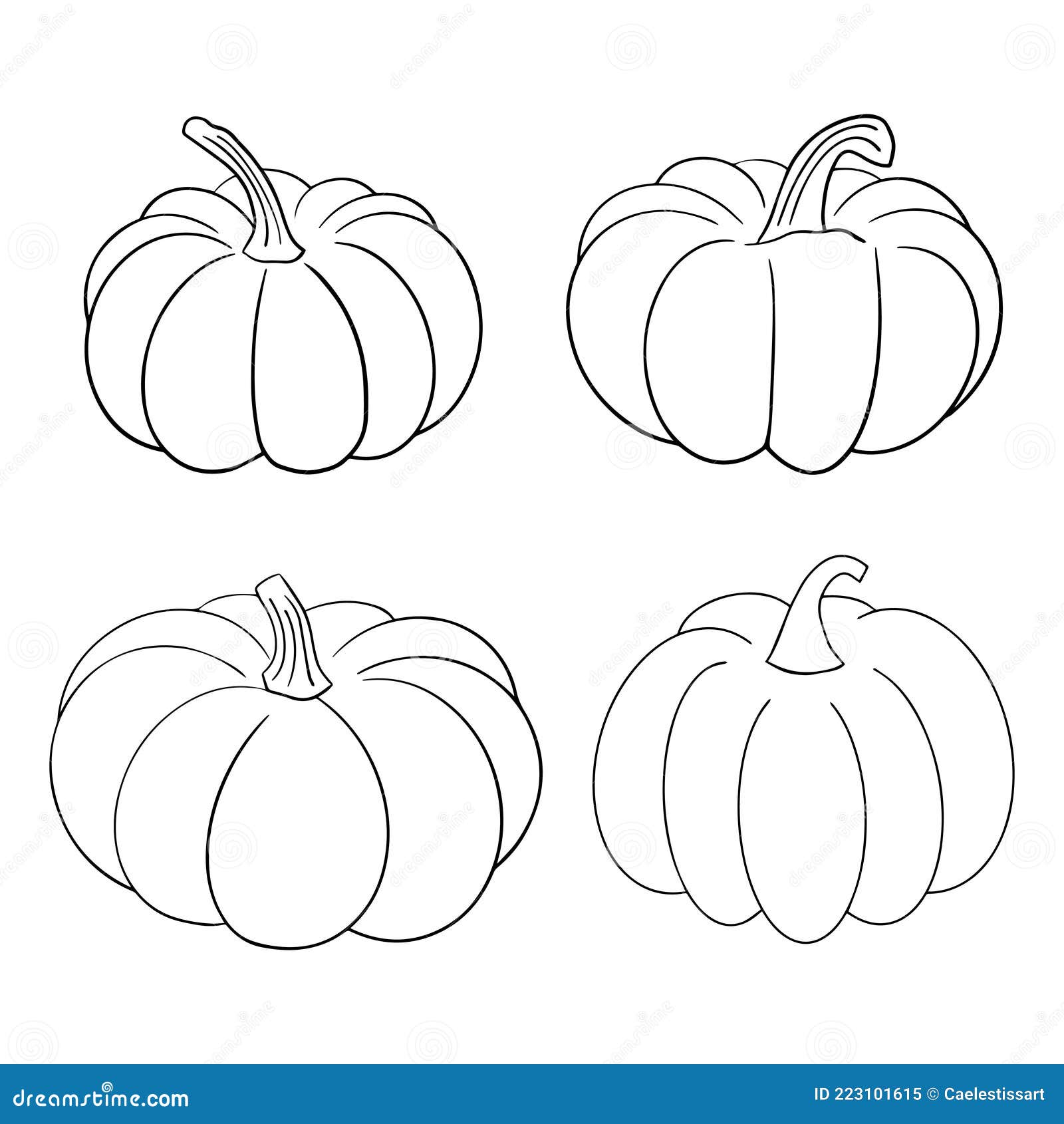 Collection Set of Hand Drawn Pumpkin Sketch in Simple Black Ink Outline ...