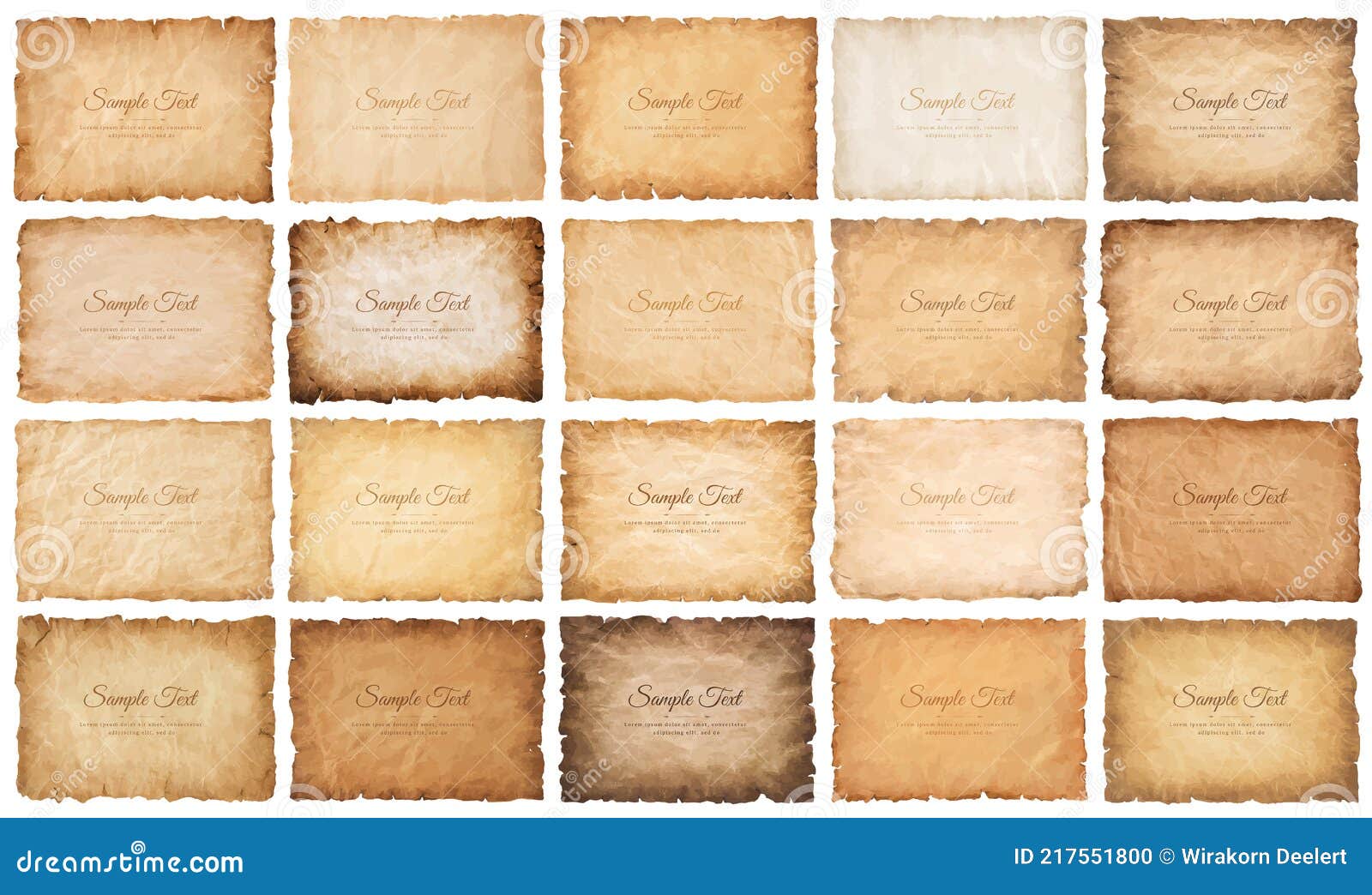 Old Parchment Paper Sheet Vintage Aged Texture Isolated White