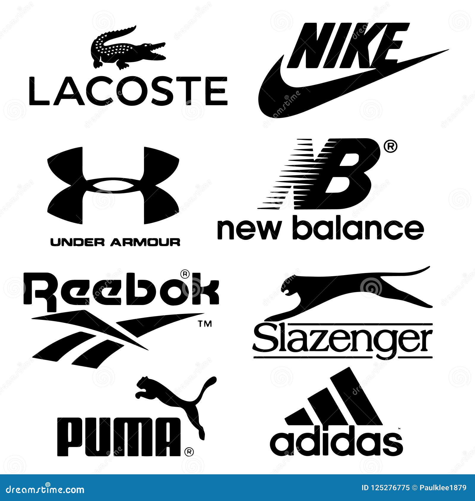 Collection of Shoe Logos Printed on White Paper Editorial Image ...