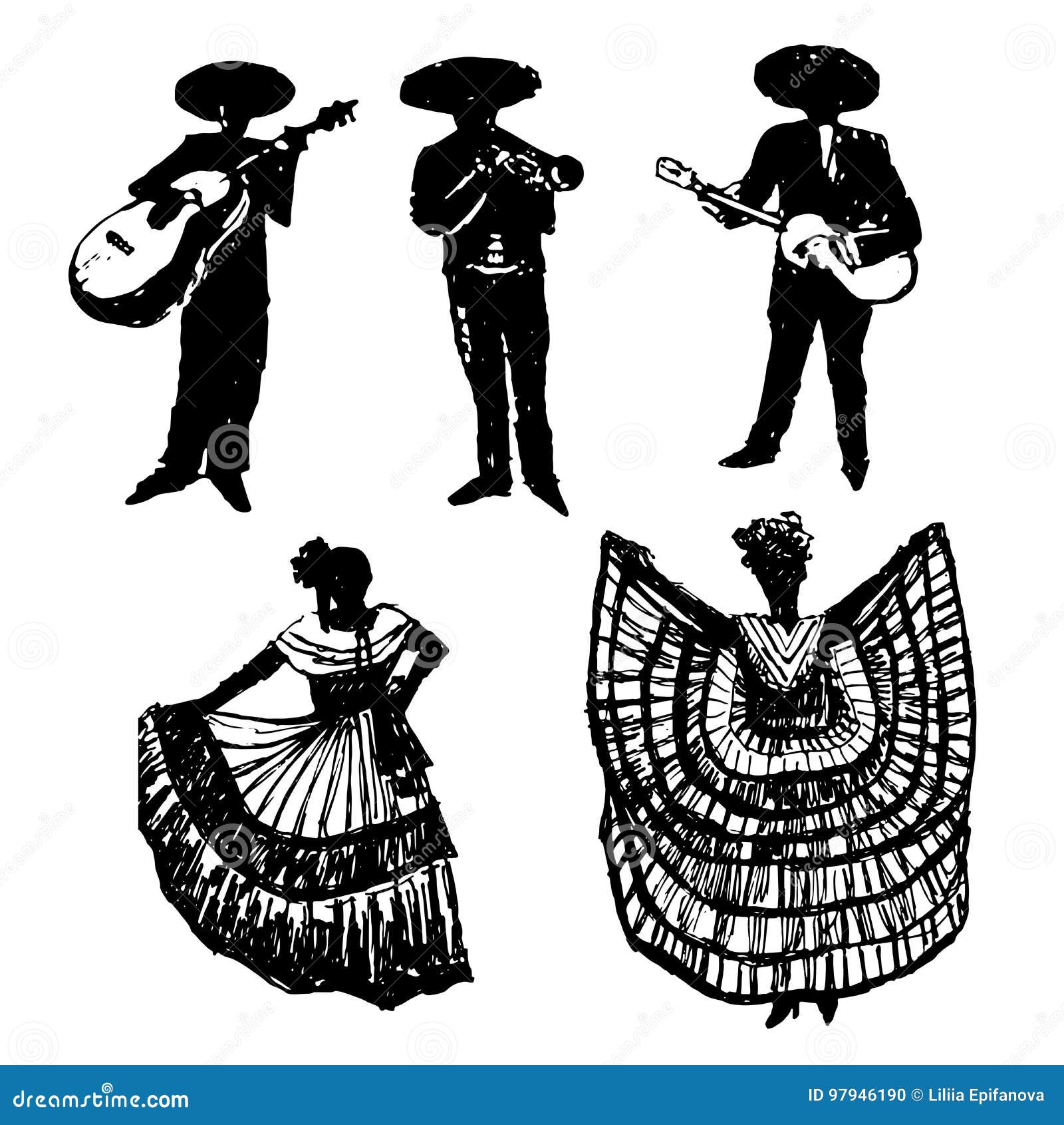 Download Hip Hop Trio Dancer Choreography, Coloring Page Cartoon Vector | CartoonDealer.com #70947743