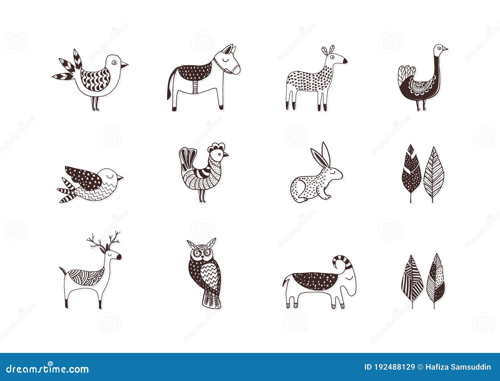 Collection of Simple Animal Designs. Vector Illustration Decorative Design  Stock Vector - Illustration of natural, animal: 192488129