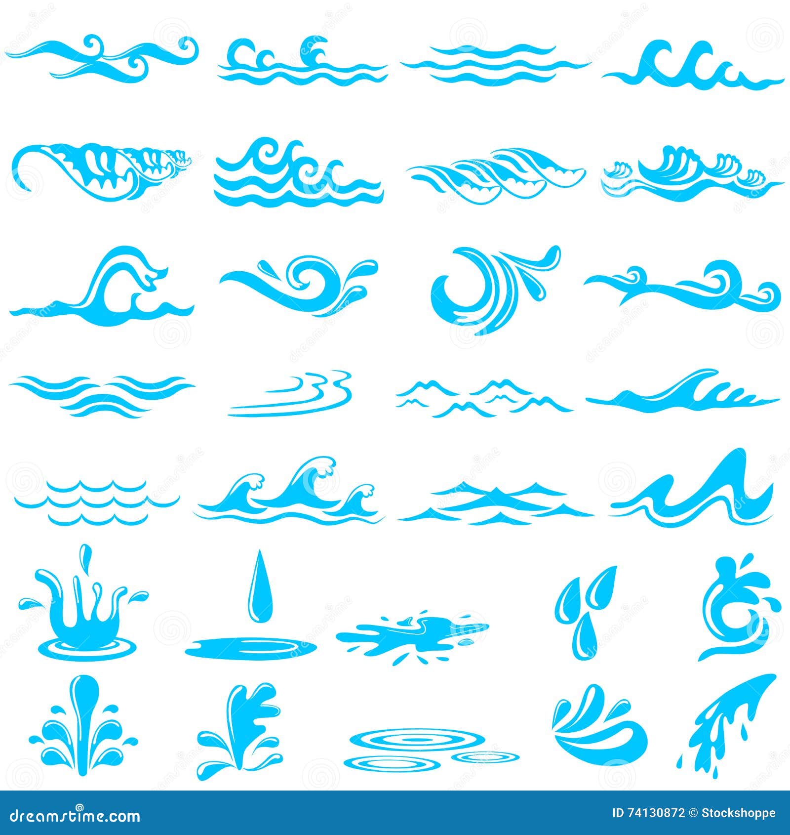 Collection of Simple Ocean Wave Stock Vector - Illustration of nature