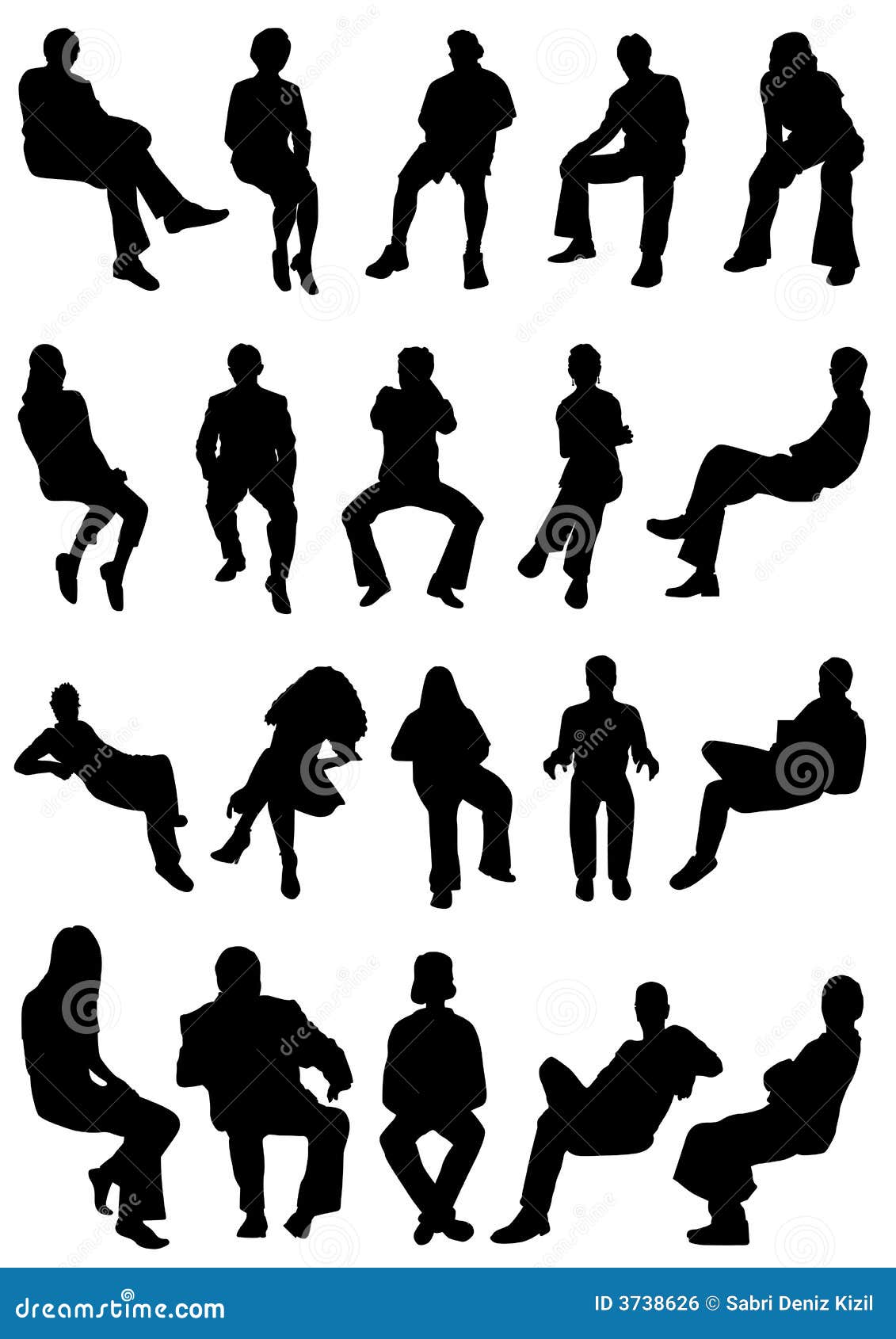 Collection Of Sitting People Vector Stock Vector - Illustration of hand