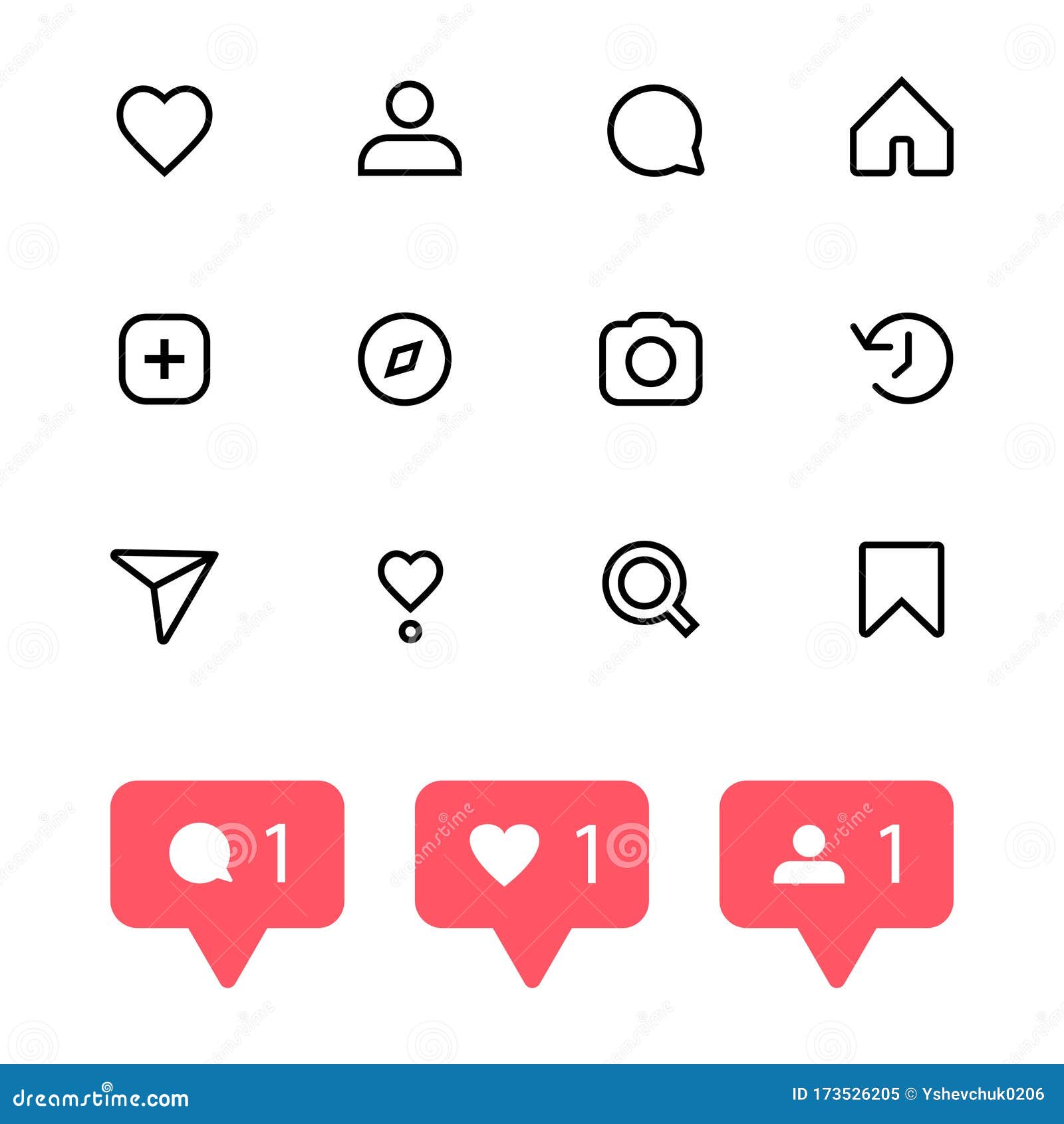 Collection of Social Media Icons Inspired by Instagram: Likes Comments ...
