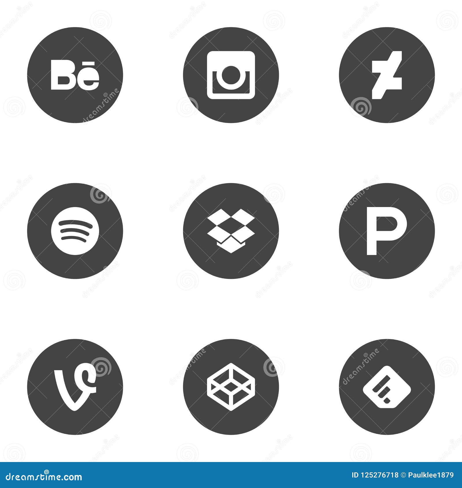 Collection Of Social Media Icons Printed On White Paper Editorial Stock