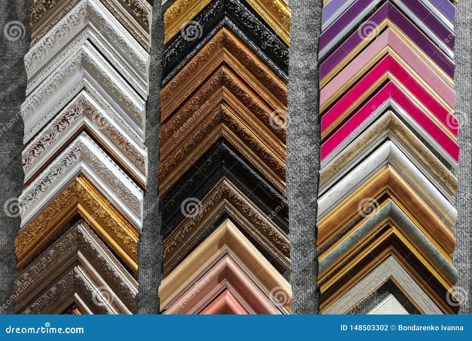 A Collection Of Solid Wood Photo Picture Frame Corner Samples Stock Photo Image of natural