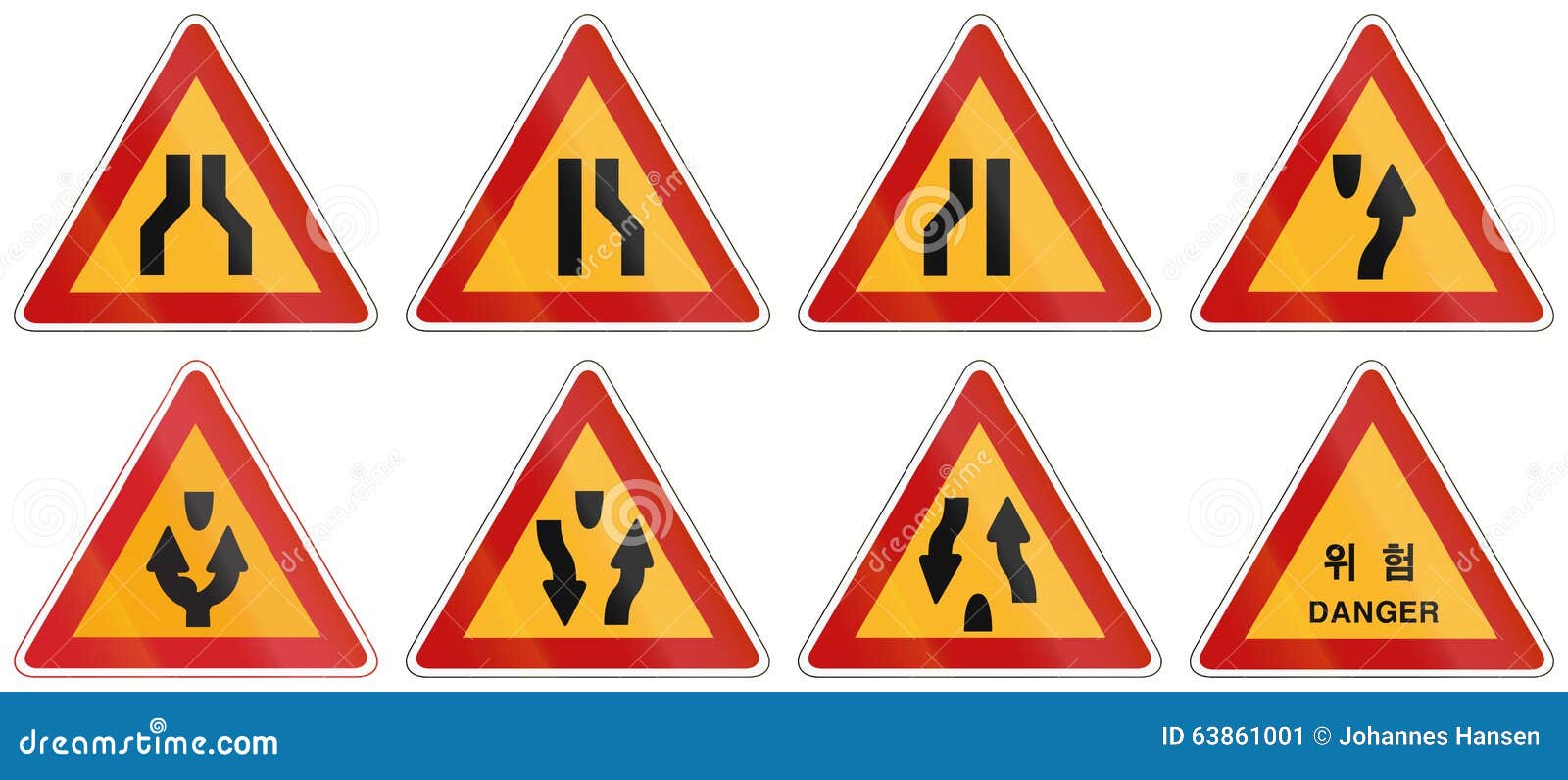 Collection Of South Korean Warning Road Signs Stock Image