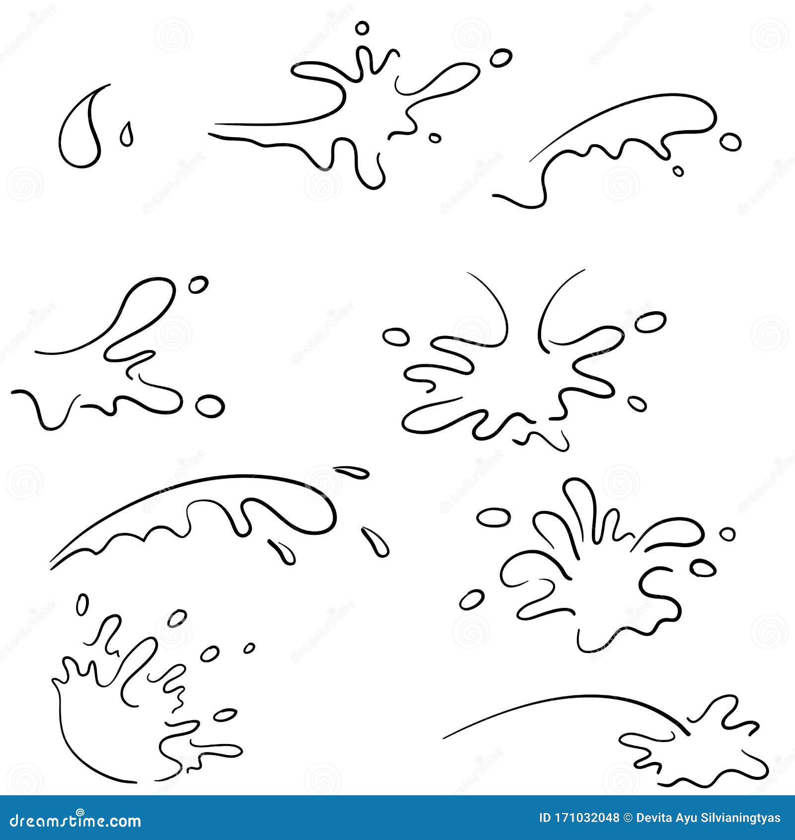 Download Collection Of Splash Water With Drops A Splash Of Falling Water Hand Drawn Doodle Cartoon Style Stock Vector Illustration Of Design Isolated 171032048