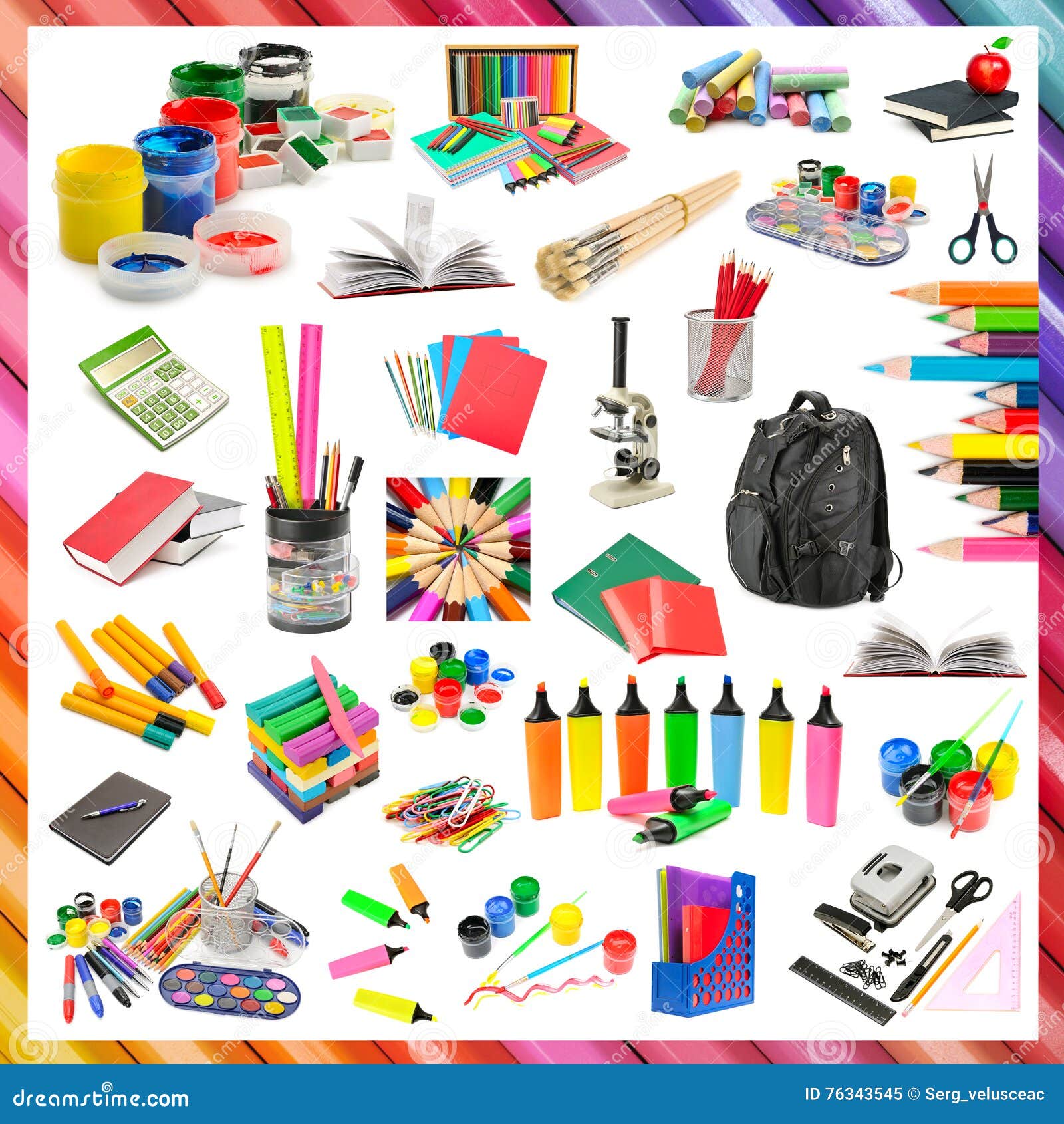 Collection of Stationery and School Supplies Stock Image Image of