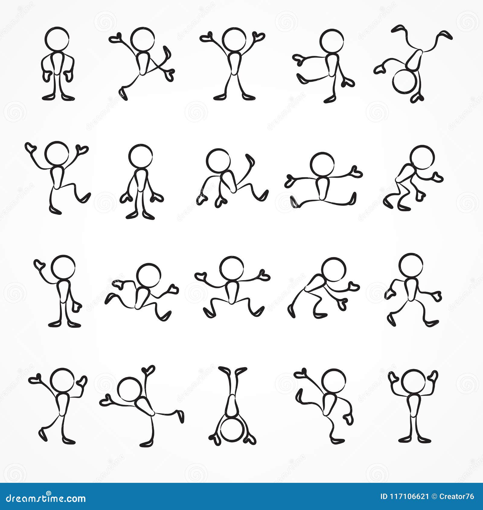 Cartoon Stick Figure Gestures Royalty-Free Stock Image - Storyblocks