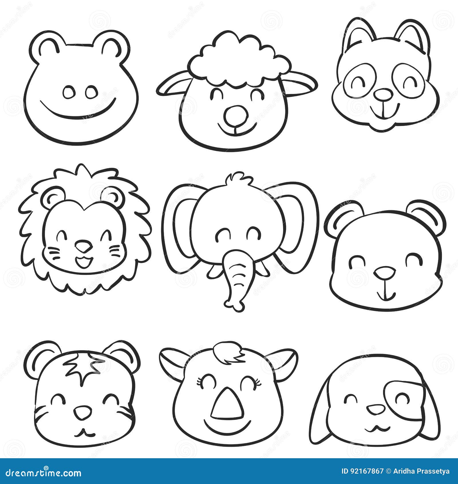 Collection Stock Cute Animal Doodles Stock Vector - Illustration of ...