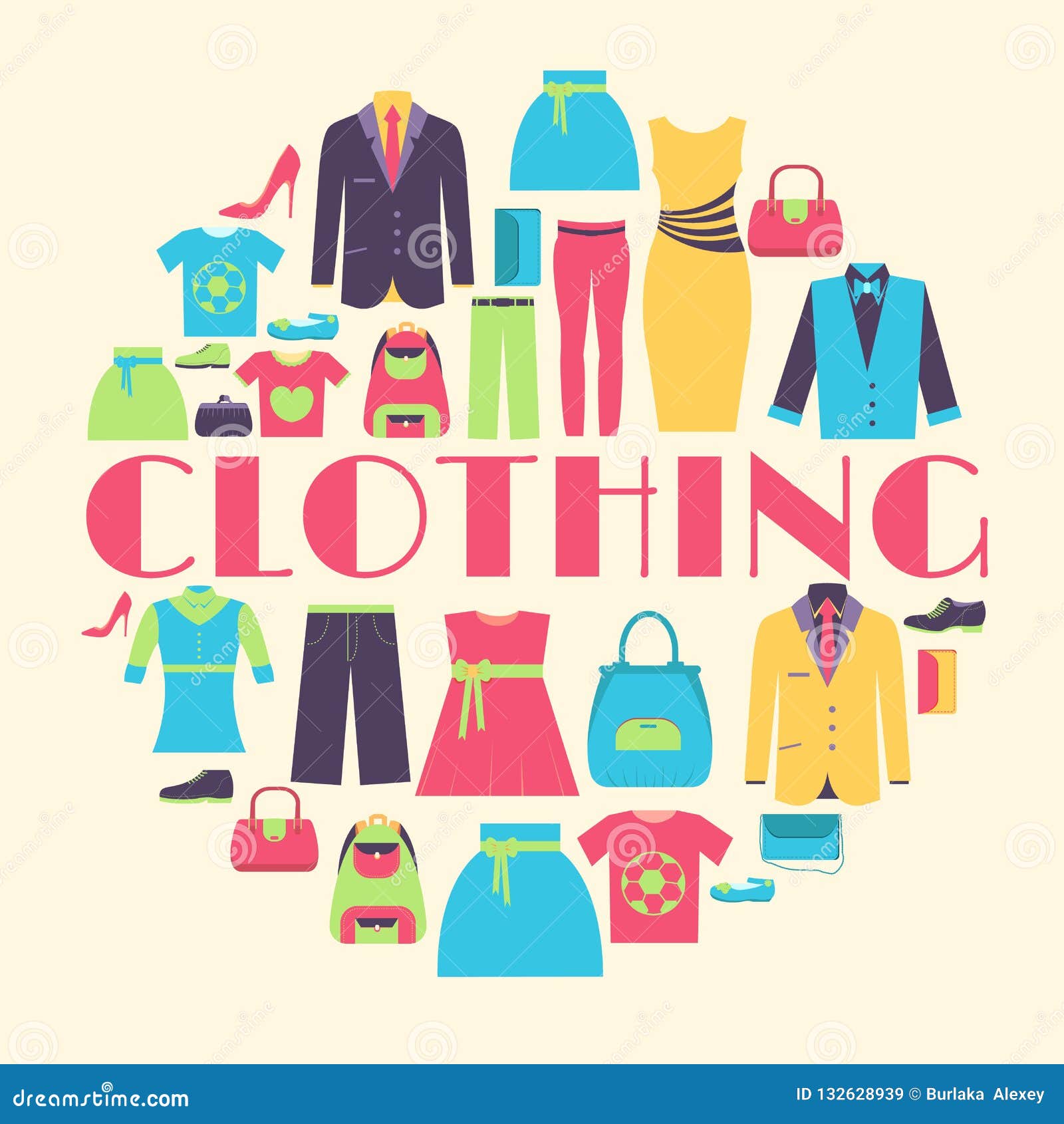 Collection Style Fashion Clothing for People Icon Set Background ...