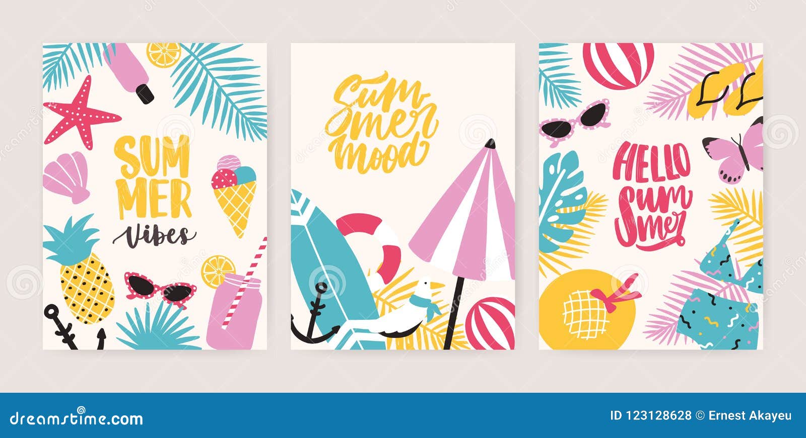 Summertime Card Handmade Illustration Summertime Card Handmade Illustration