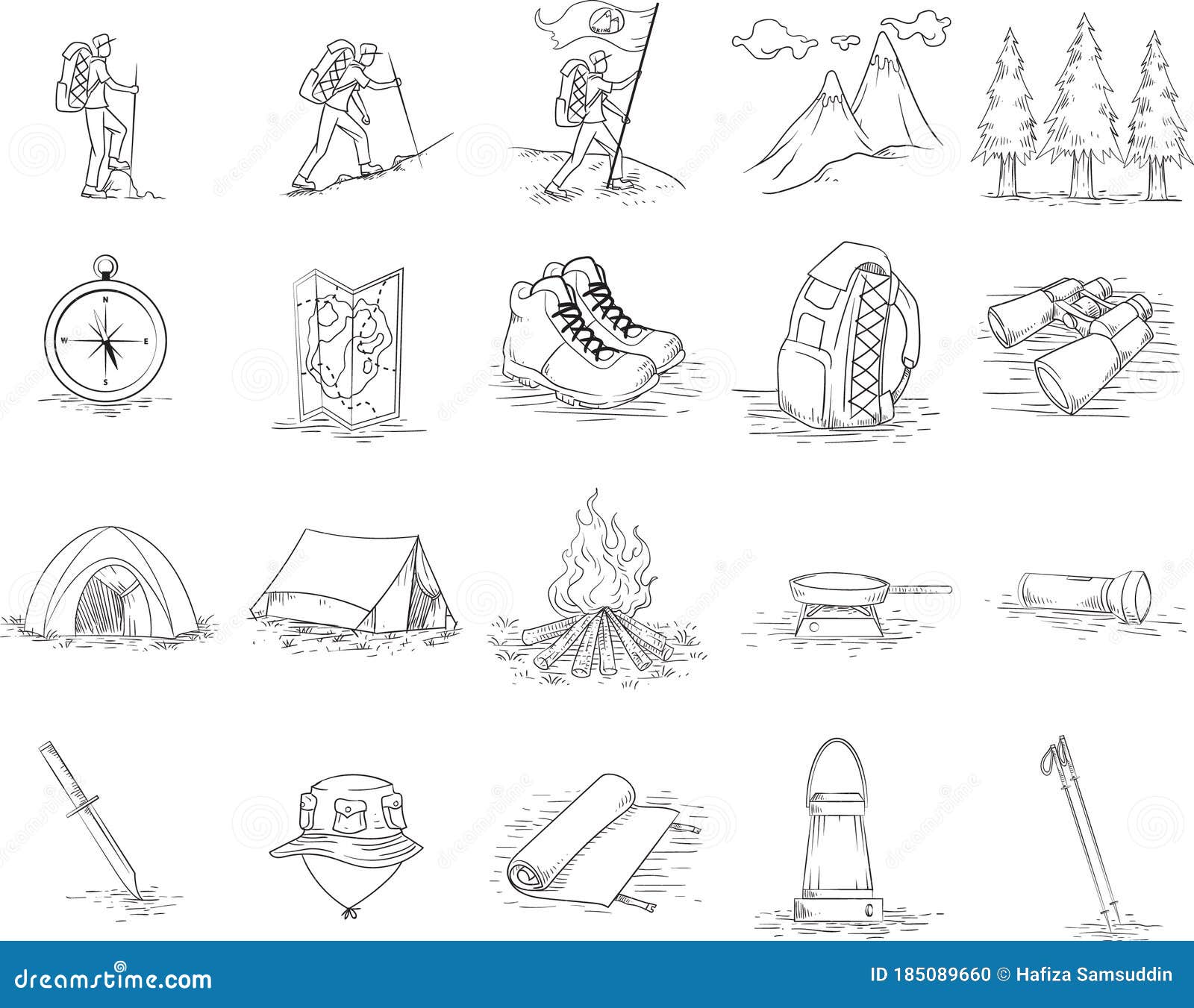 collection of trekking icons.   decorative 