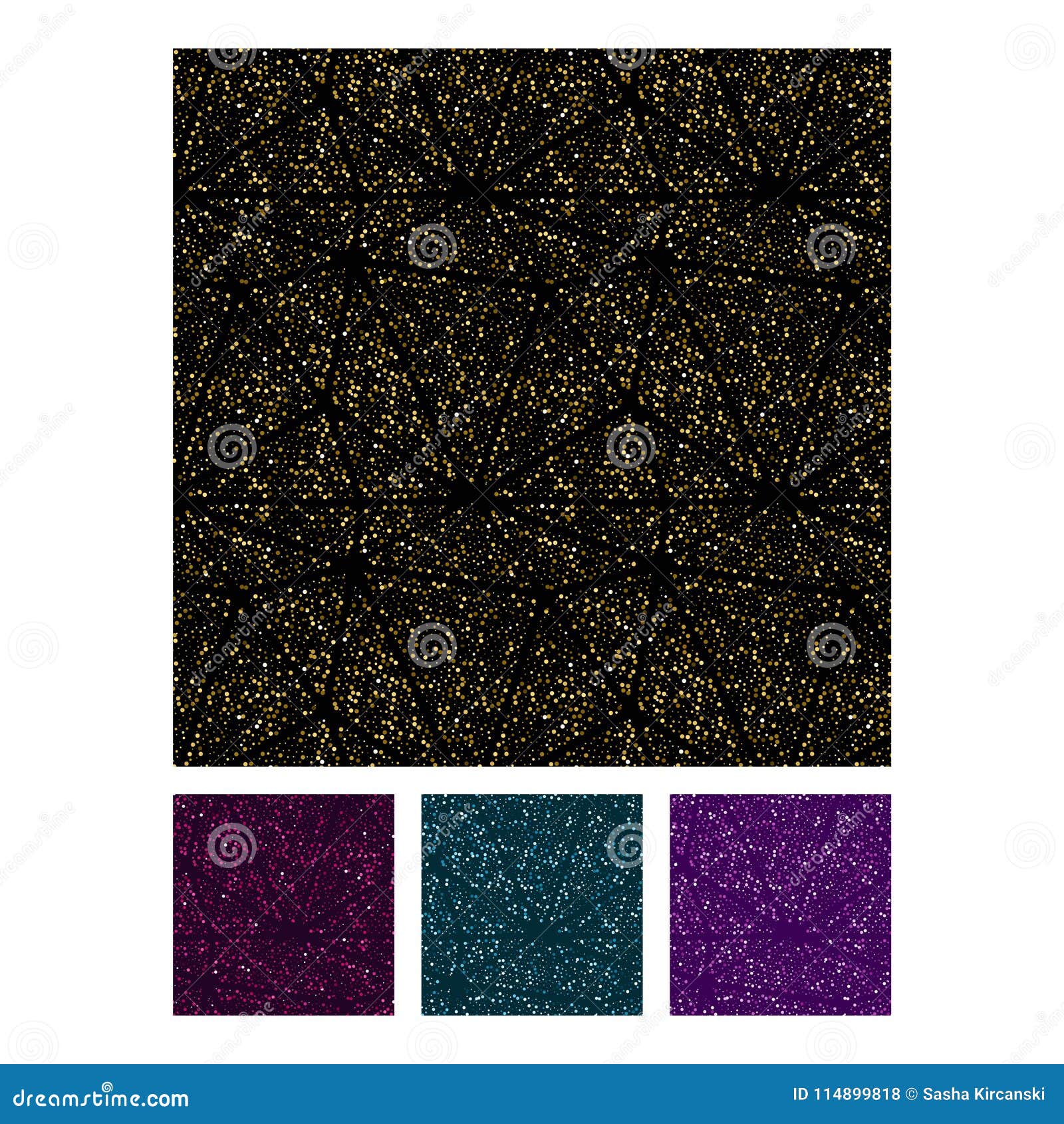 Set of Triangles and Circles with Glitter Effect Seamless Vector Pattern Stock Vector