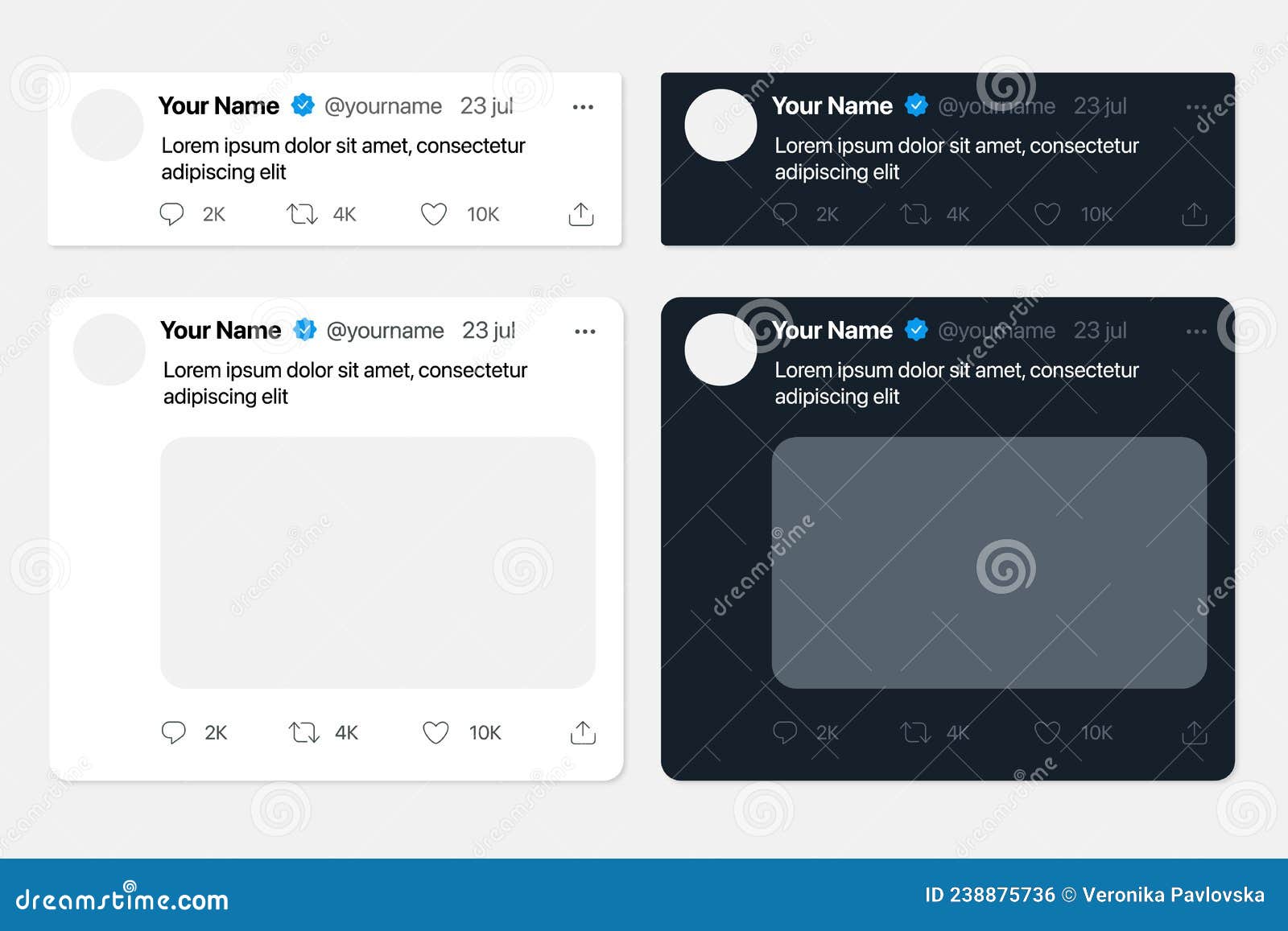 a collection of twitter tweet templates.  twitter messages on a gray background. twitter user interface s. 