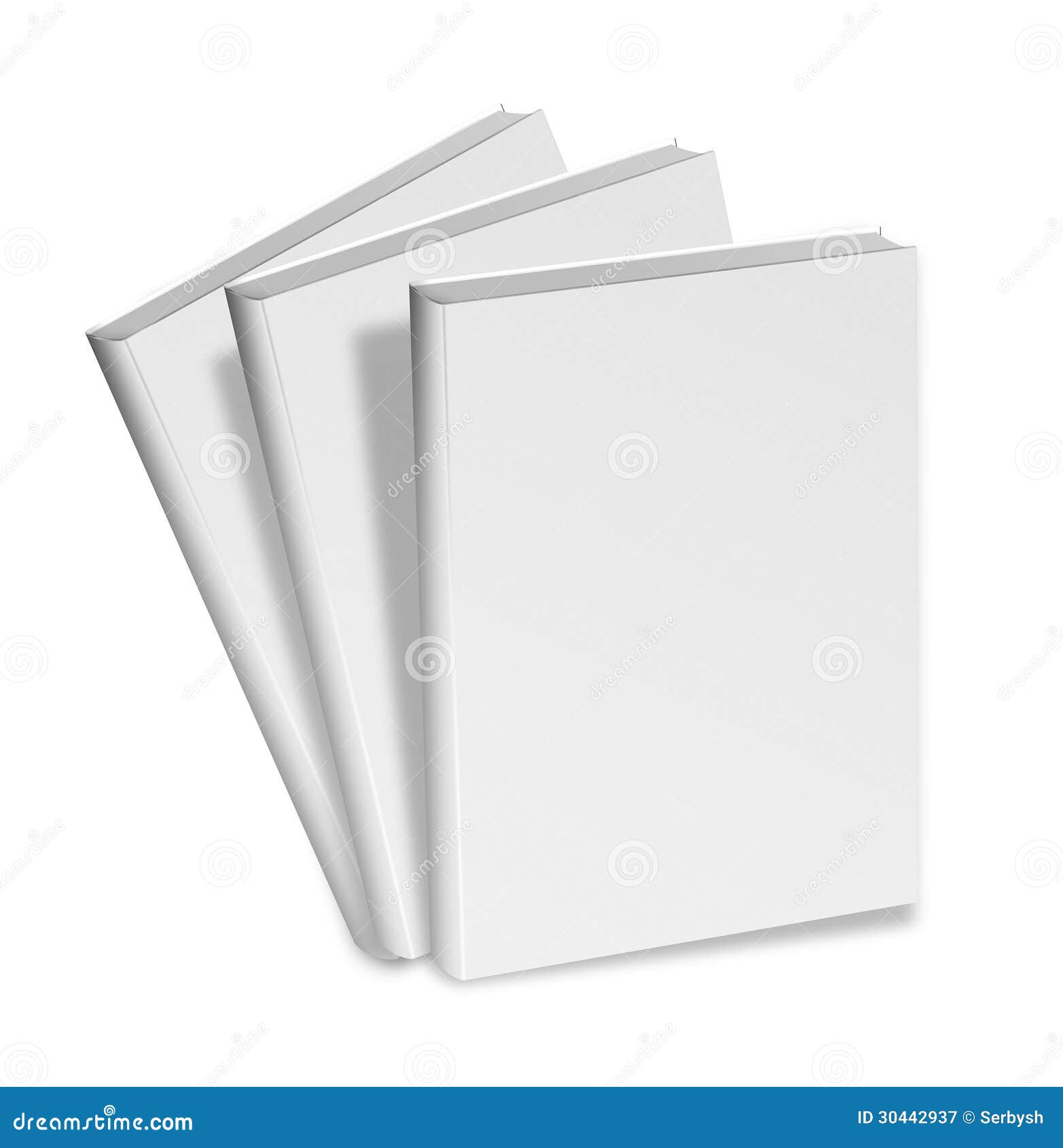 Collection Of Various Blank White Books On White Background Stock
