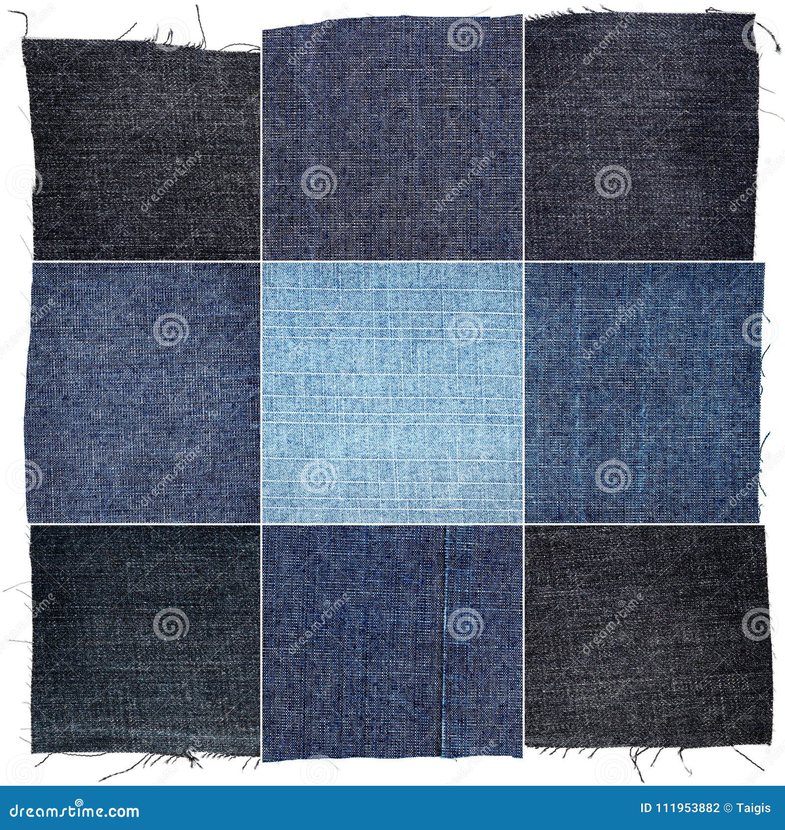 Collection of Various Jeans Fabric Textures Stock Photo - Image of ...