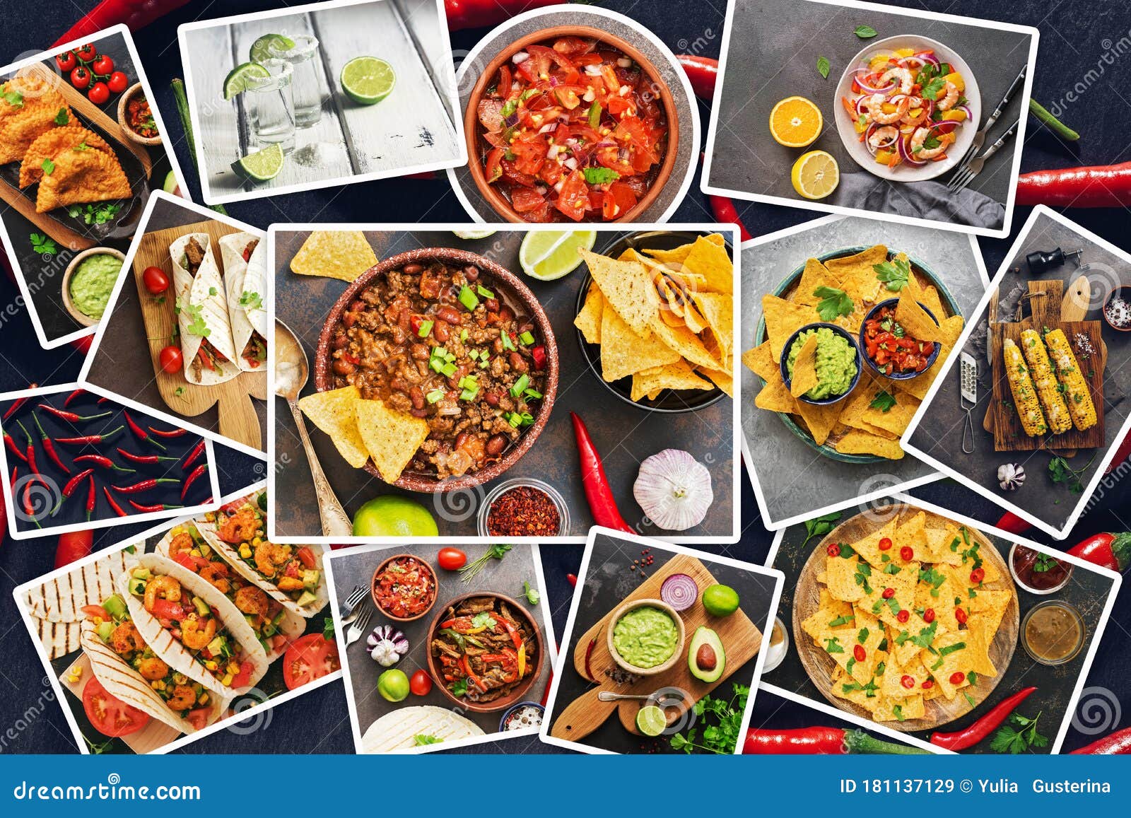Collection of Various Mexican Food, a Photo Collage. Set of Traditional ...
