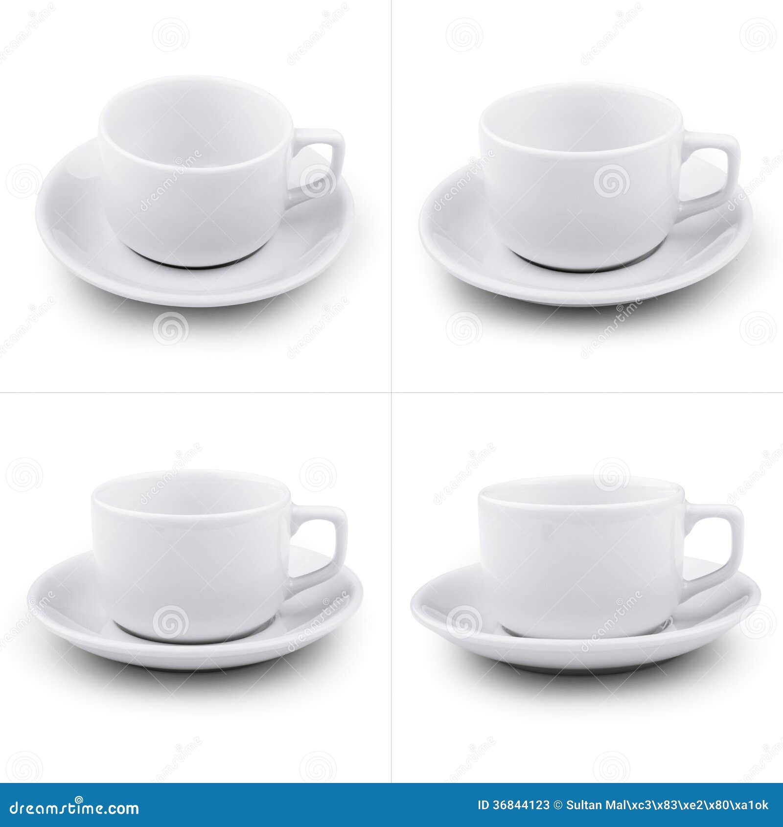 Collection of Various White Coffee Cups on White B Stock Image Image