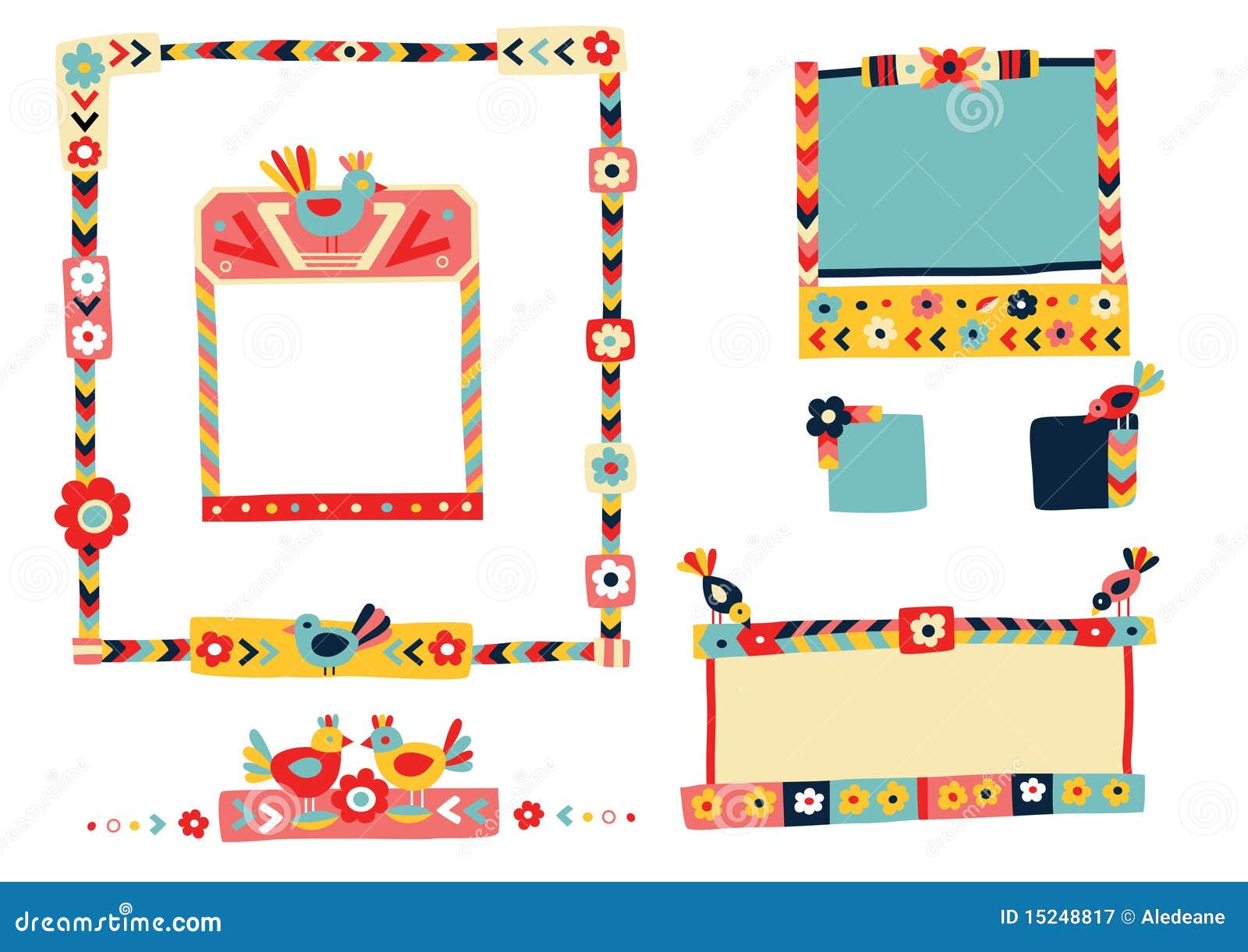 Collection of Vector Folk Frames Stock Vector - Illustration of design