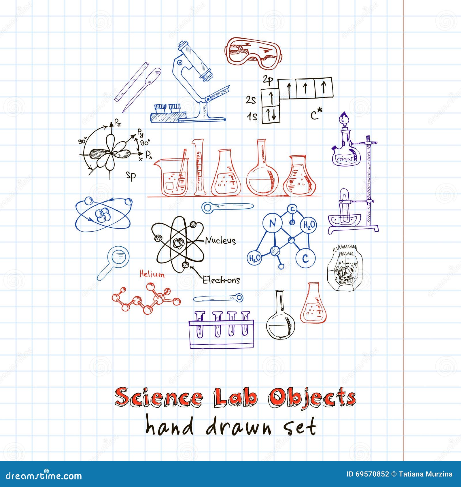 Doodle Science Vector Illustration . Biology And Biotechnology Set