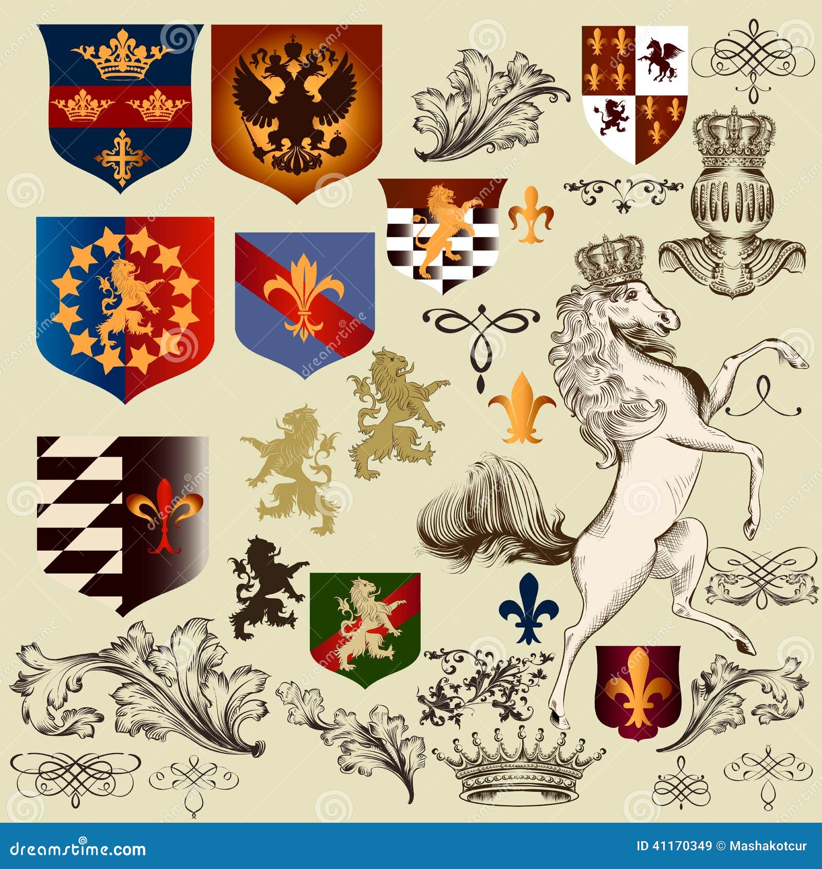 collection of  heraldic decorative s fleur de lis,