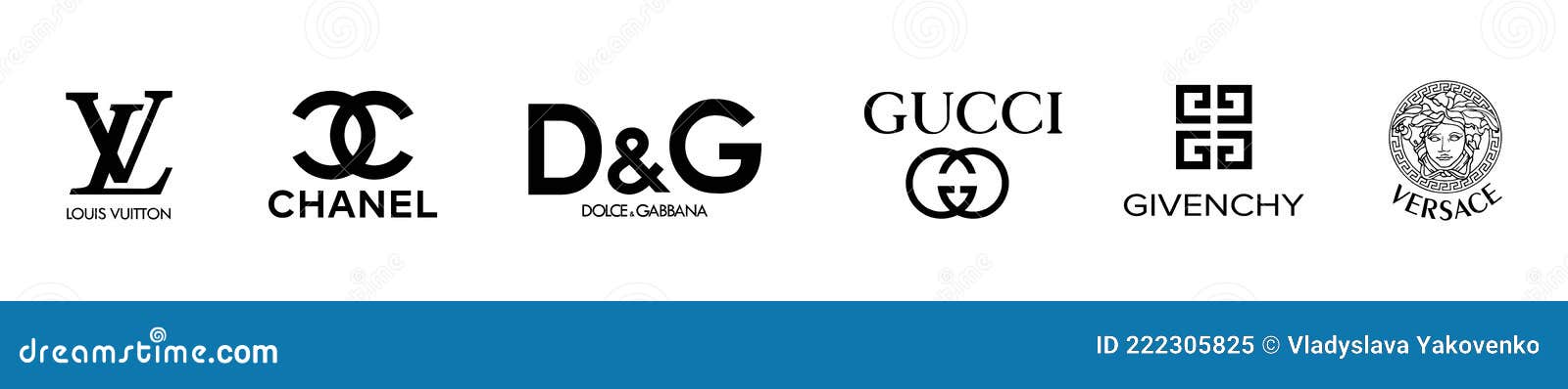 Vector logos of popular brands such as: Chanel, Louis Vuitton