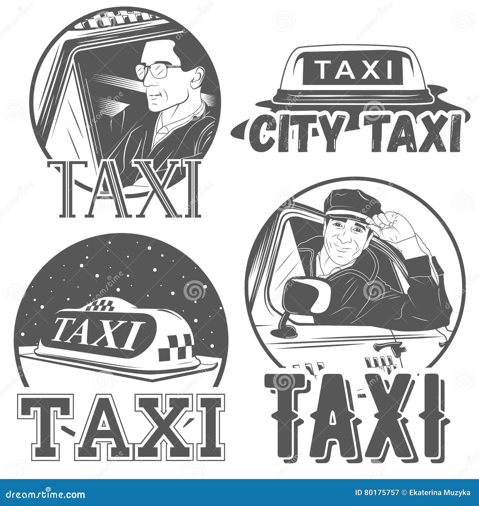 collection of  retro taxi logotypes