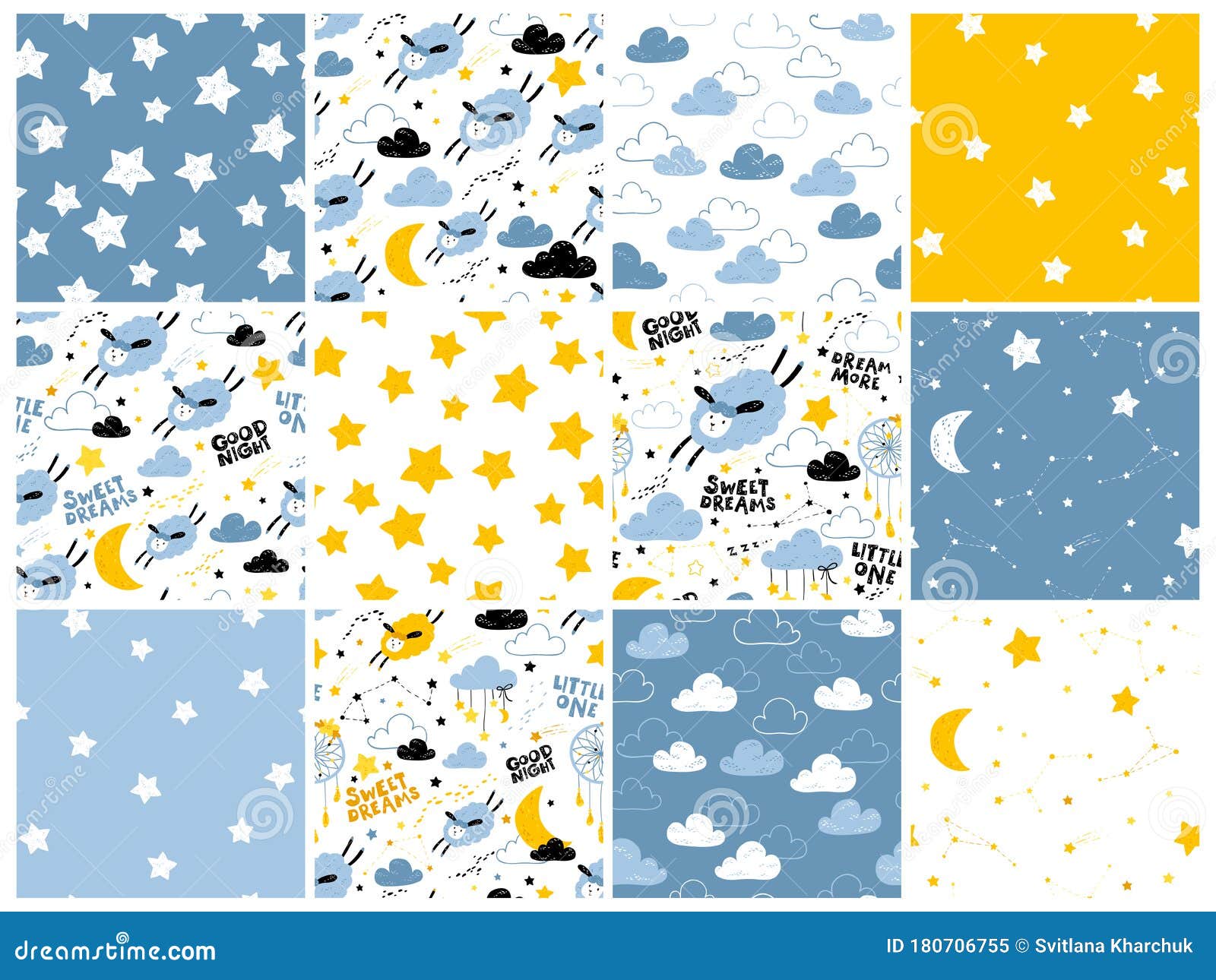 Collection Vector Seamless Pattern with Cute Sheep Moon Clouds. Night Nursery Background Stock Illustration - Illustration of design, night: 180706755 Collection Vector Seamless Pattern with Cute Sheep Moon Clouds. Night Nursery Background Stock Illustration - Illustration of design, night: 180706755