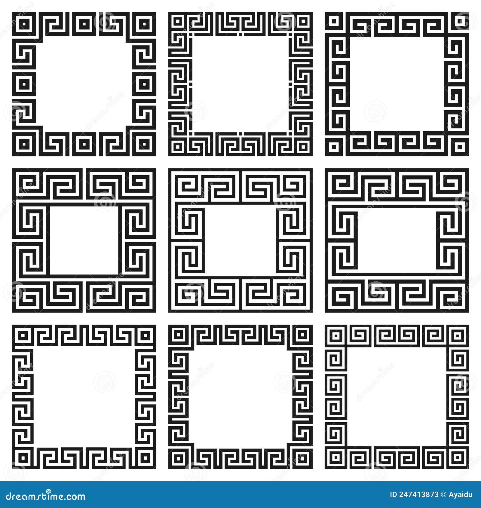 Collection of Vector Square Frames with Greek Ornament Stock Vector ...