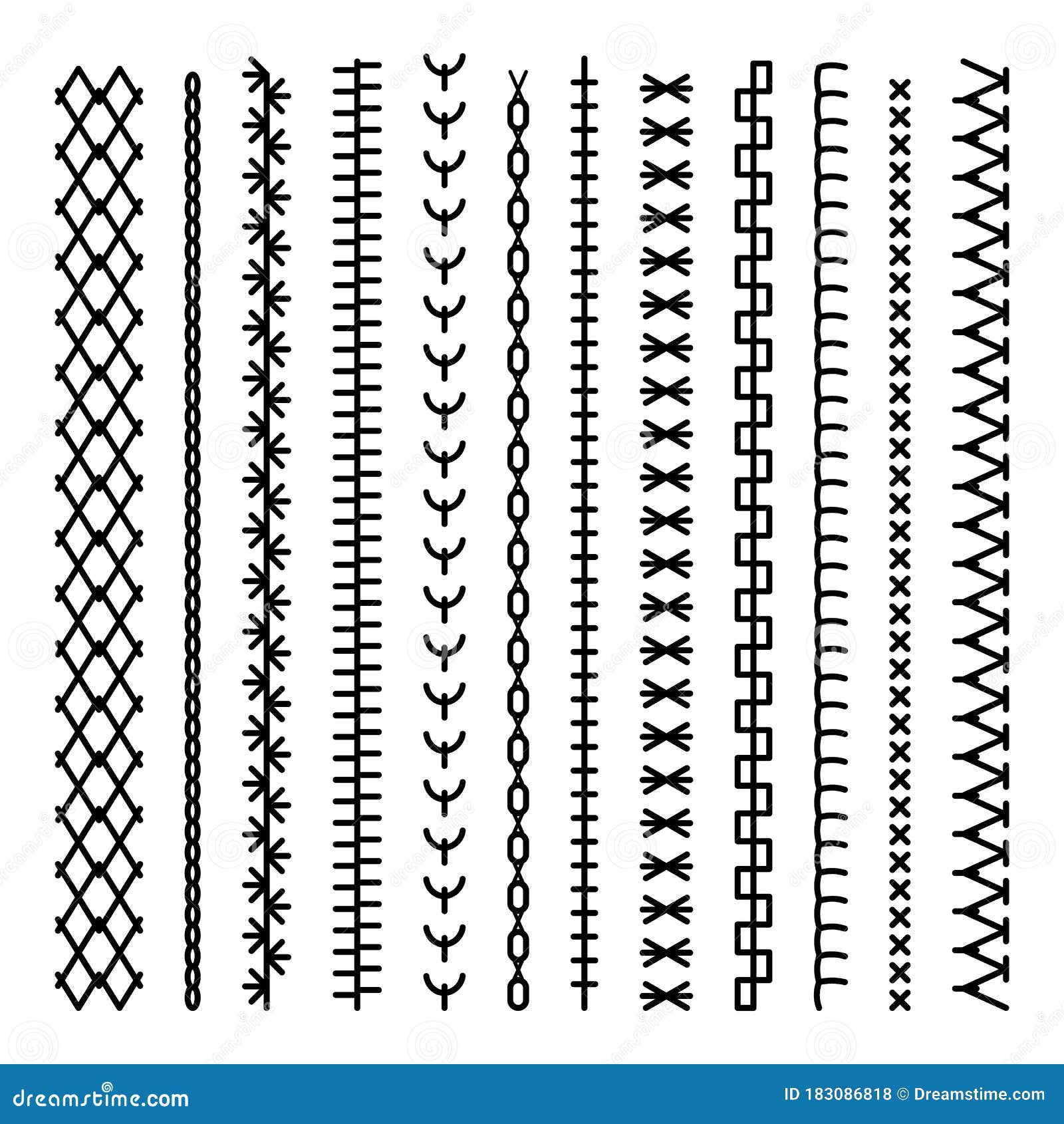 Collection Stitch Patterns. Cartoon Vector | CartoonDealer.com #182855653