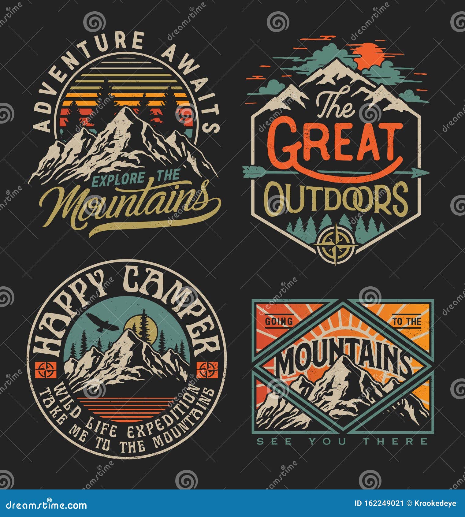 collection of vintage explorer, wilderness, adventure, camping emblem graphics. perfect for t-shirts, apparel and other merchandis