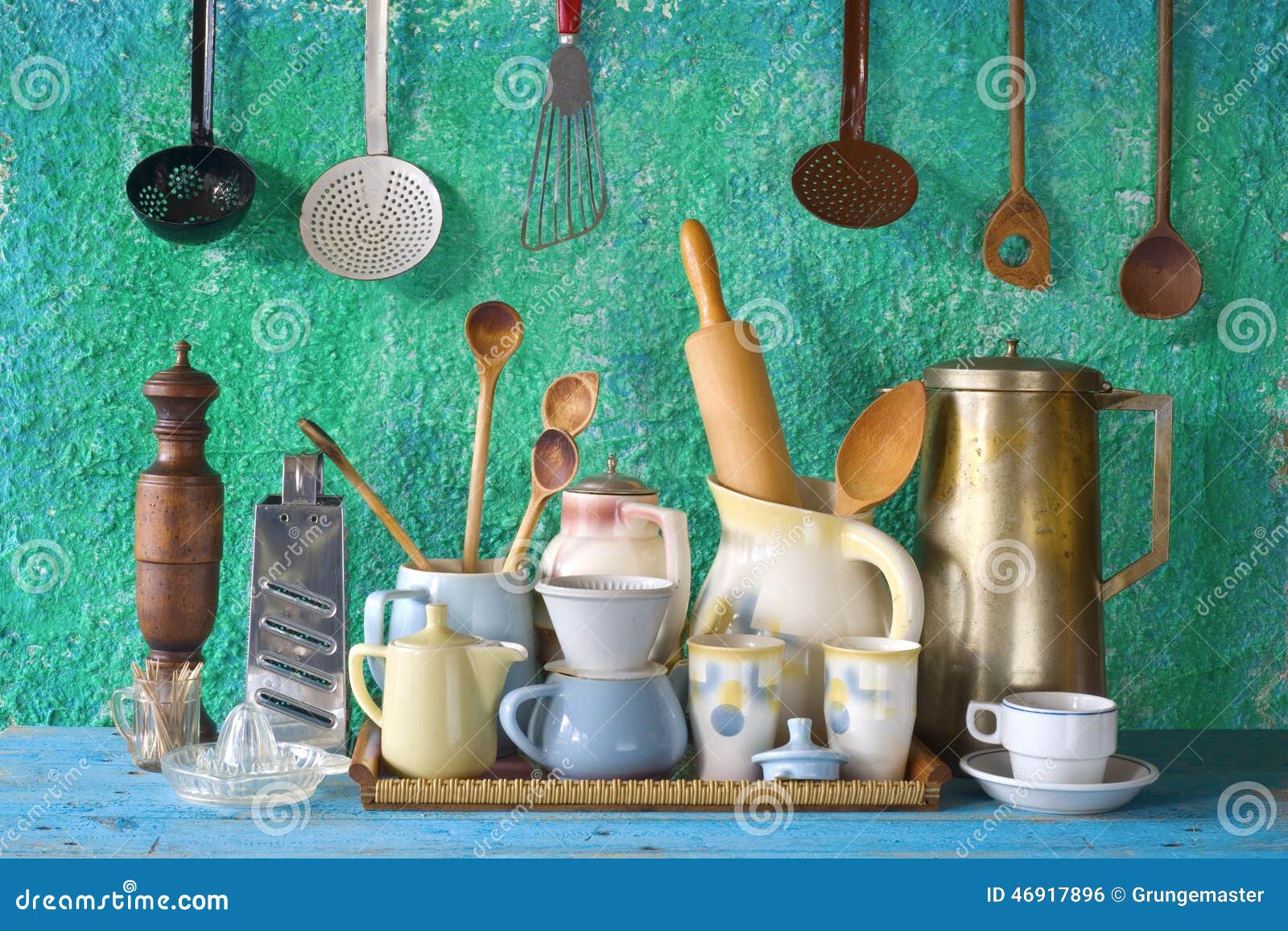 Collection of Vintage Kitchenware Stock Photo   Image of household ...