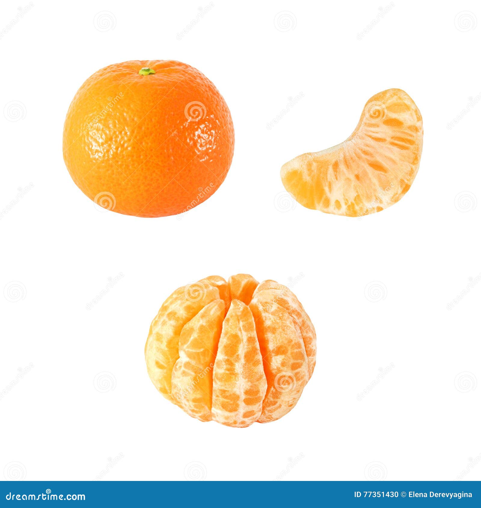 Collection Of Whole And Peeled Tangerine Fruits Isolated With Clipping