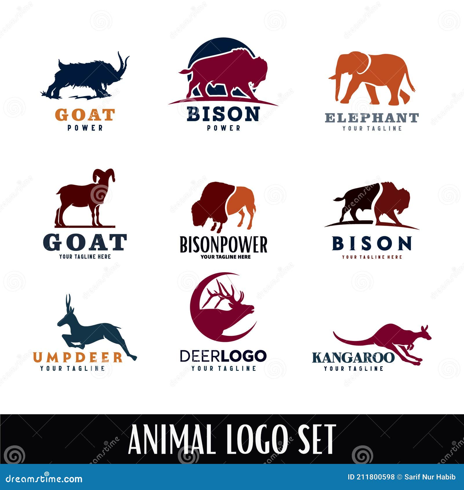 Collection of Wild Animal Logo Design Template Stock Vector - Illustration  of character, collection: 211800598