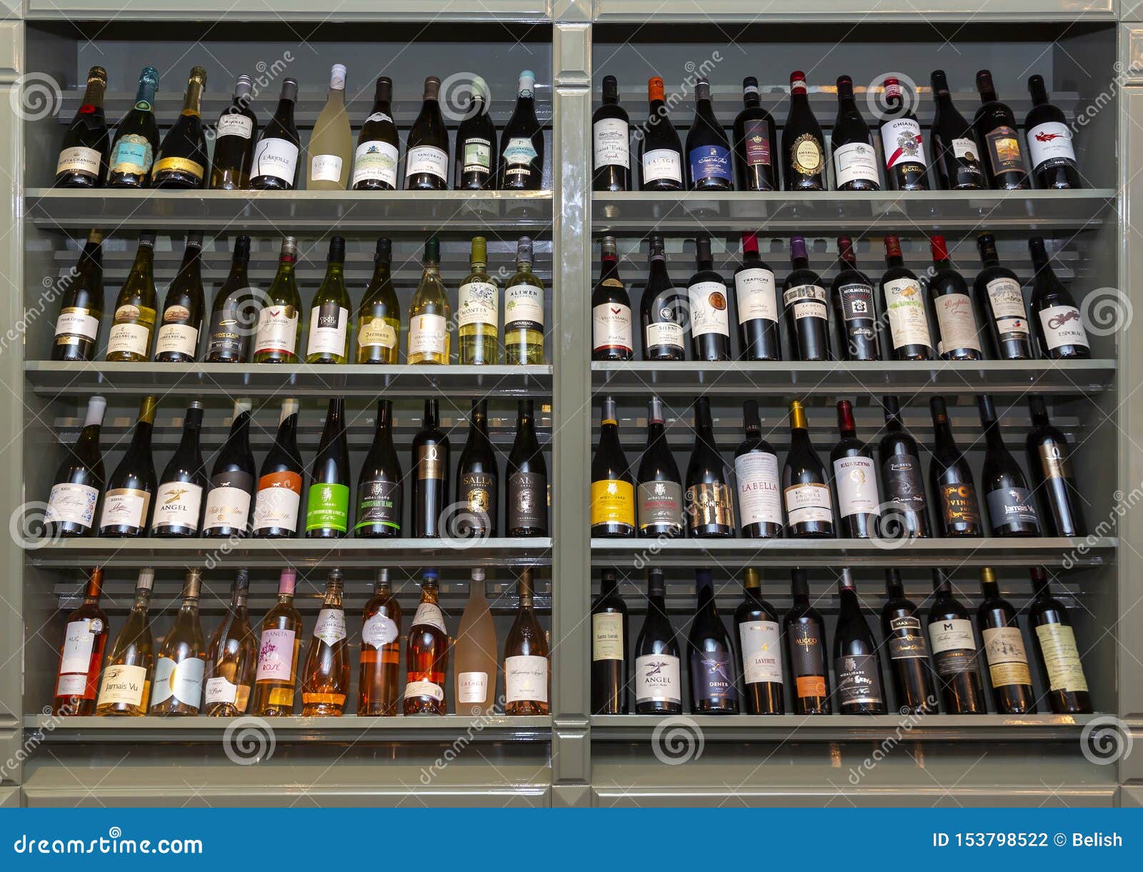Collection of wines editorial photography. Image of shelf 153798522