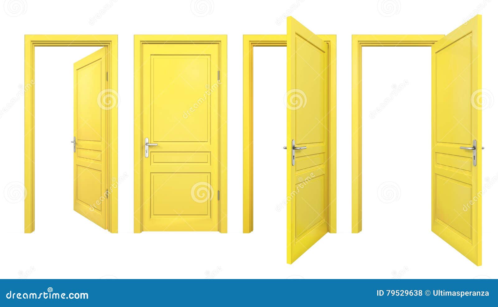 Collection of Yellow Doors, Isolated on White Stock Illustration