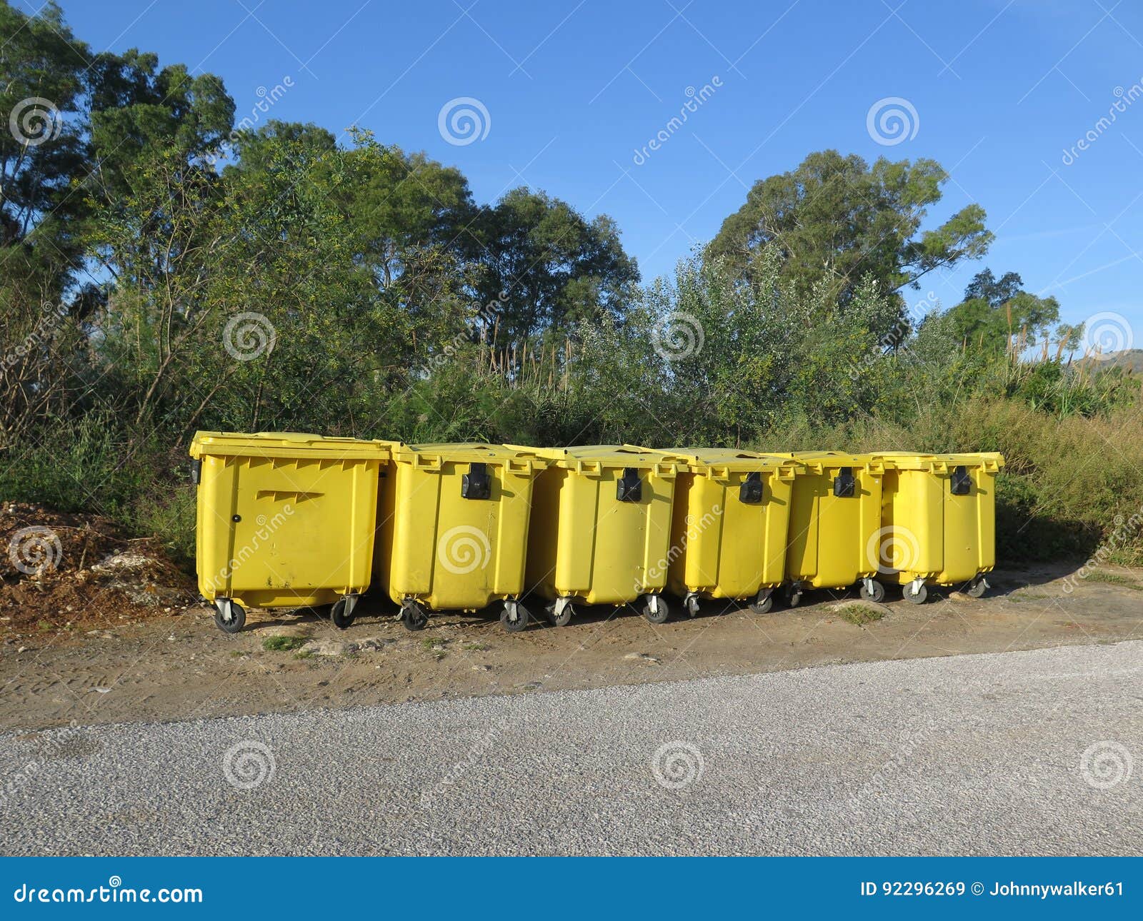 Collection of Yellow Recycling Containers Stock Image Image of urban