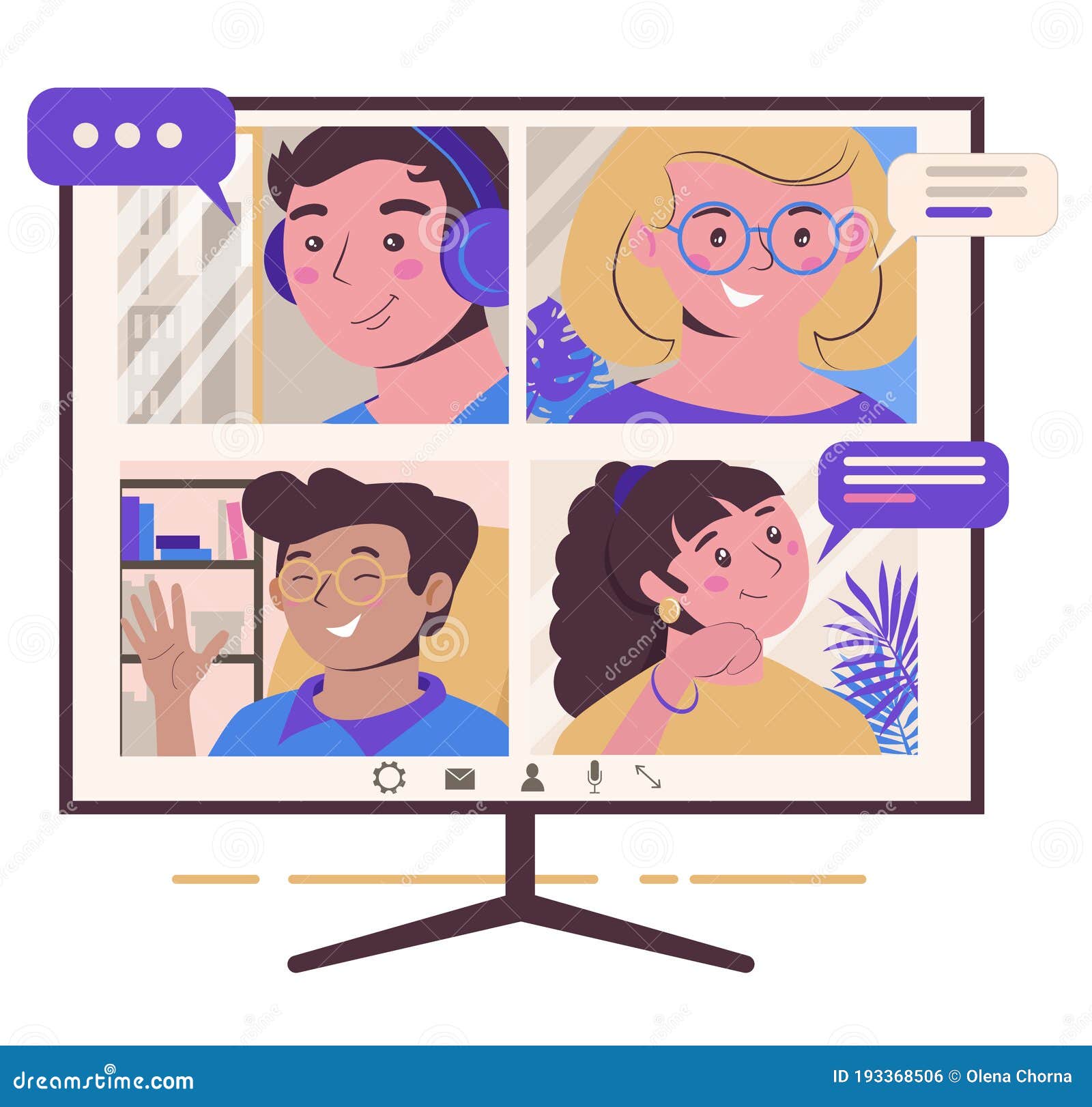 Group friends chatting online video call Vector Image