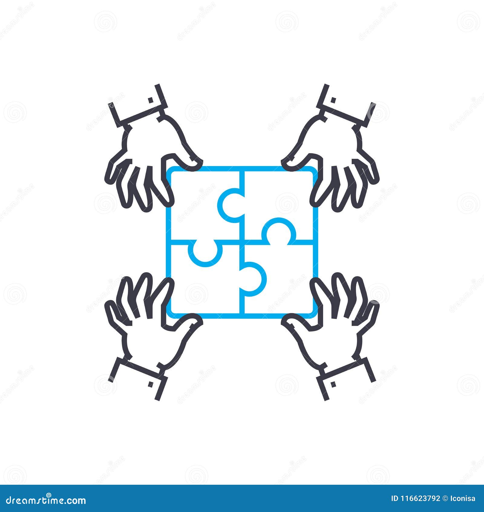 Collective Work Vector Thin Line Stroke Icon. Collective Work Outline  Illustration, Linear Sign, Symbol Concept. Stock Vector - Illustration of  background, meeting: 116623792