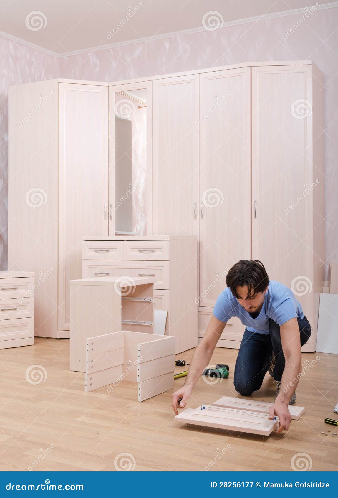 Collects of a Set of Furniture Stock Image Image of person