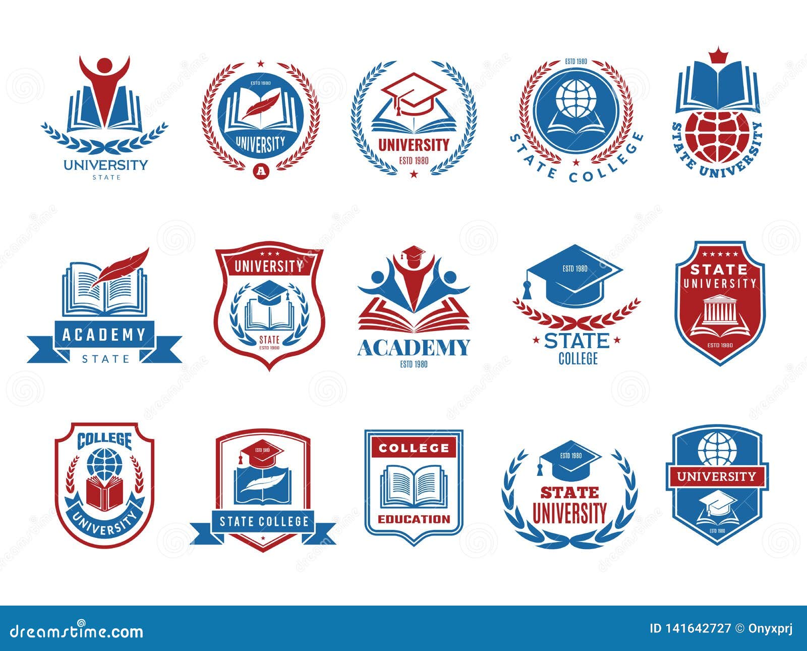 college emblem. school or university badges and labels  logotype collection