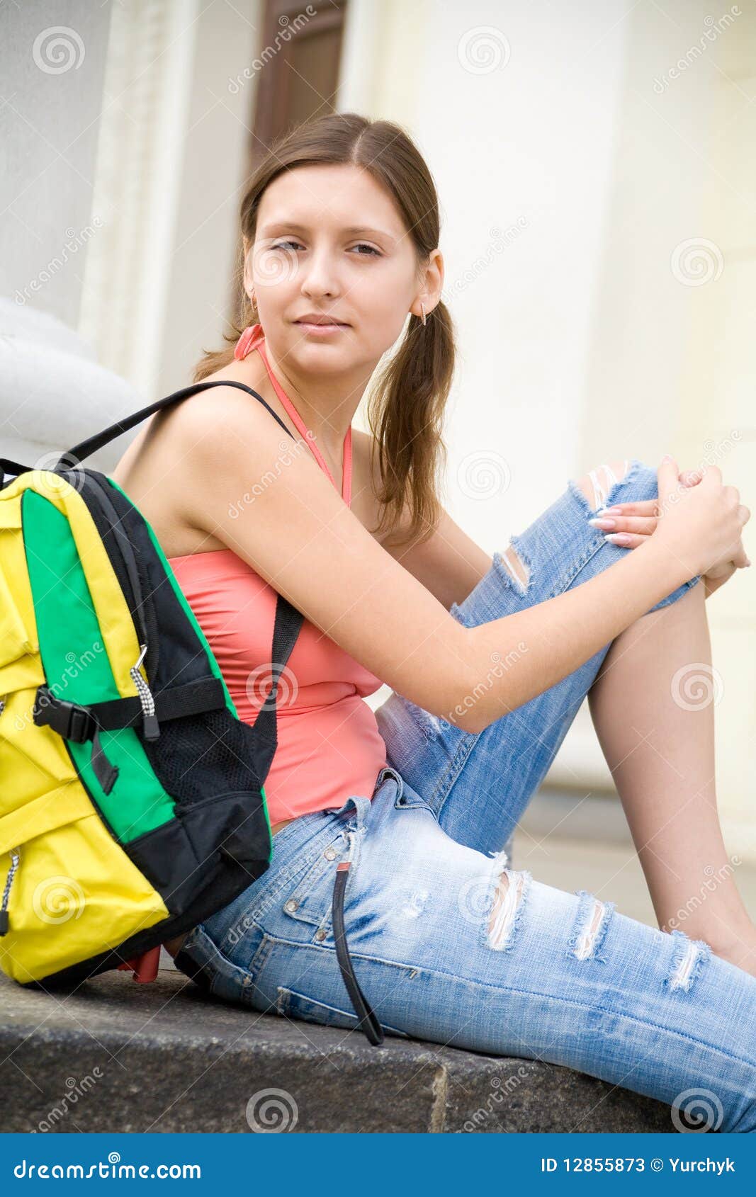 College Girl With Backpack Stock Photos - Image: 12855873