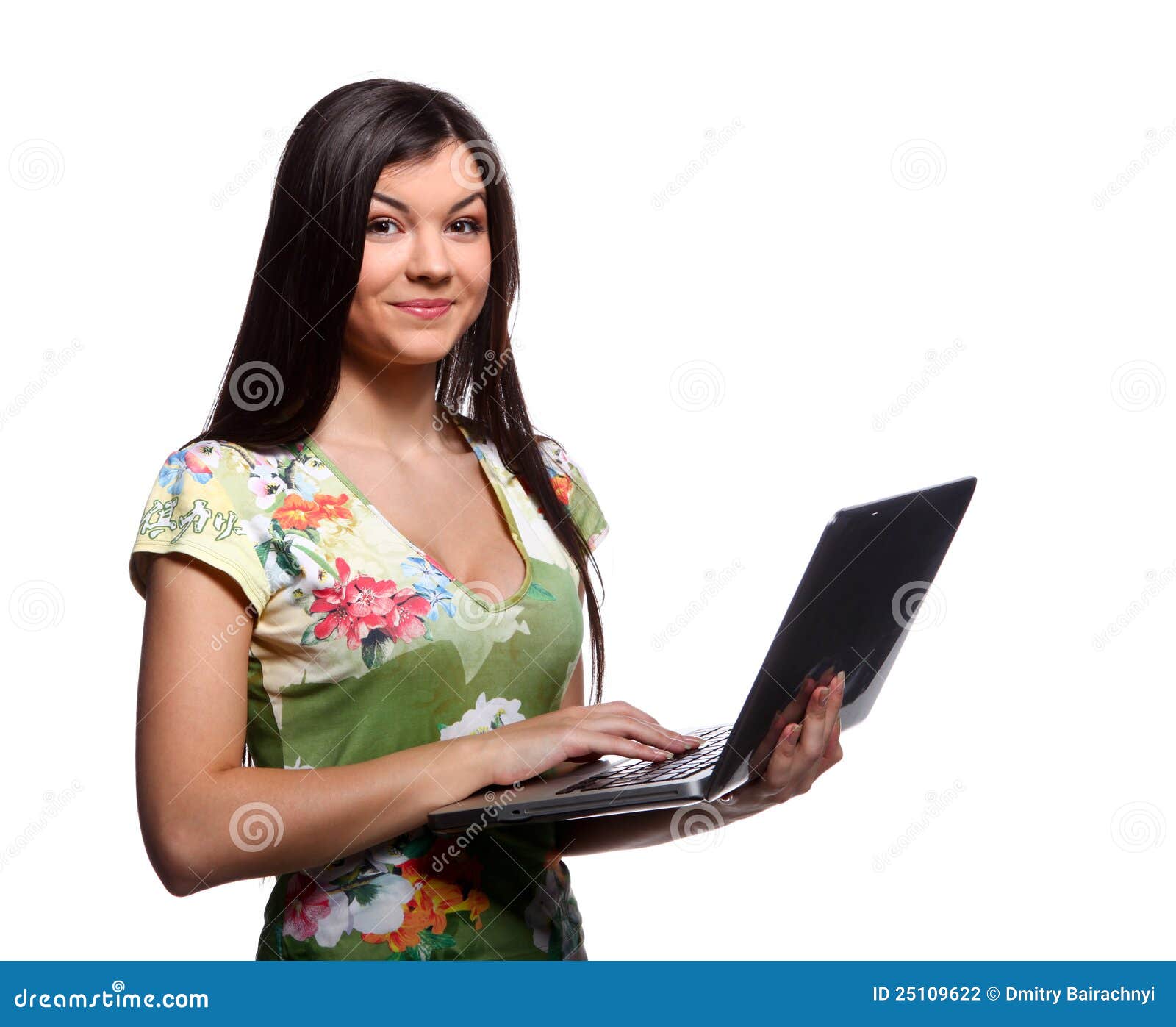 College girl with laptop stock photo. Image of hair, research - 25109622